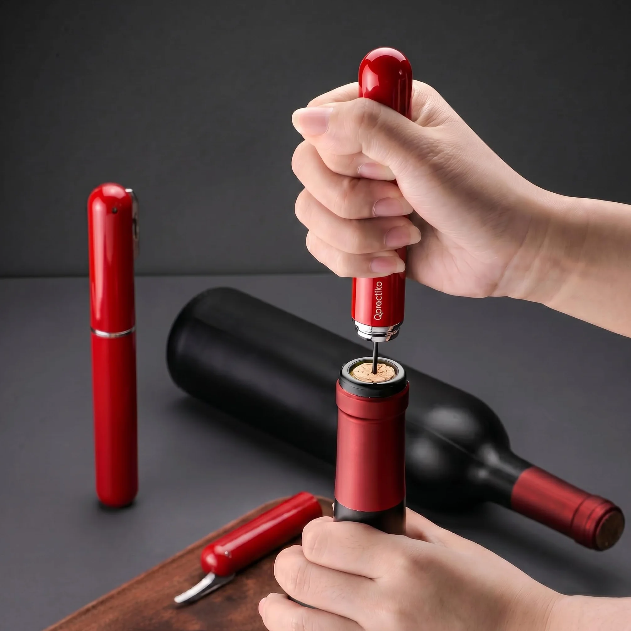 Cavatappi ad aria a pressione, apribottiglie di vino con pompa ad aria, ago in acciaio inox e tagliacapsule, estrai il sughero senza romperlo