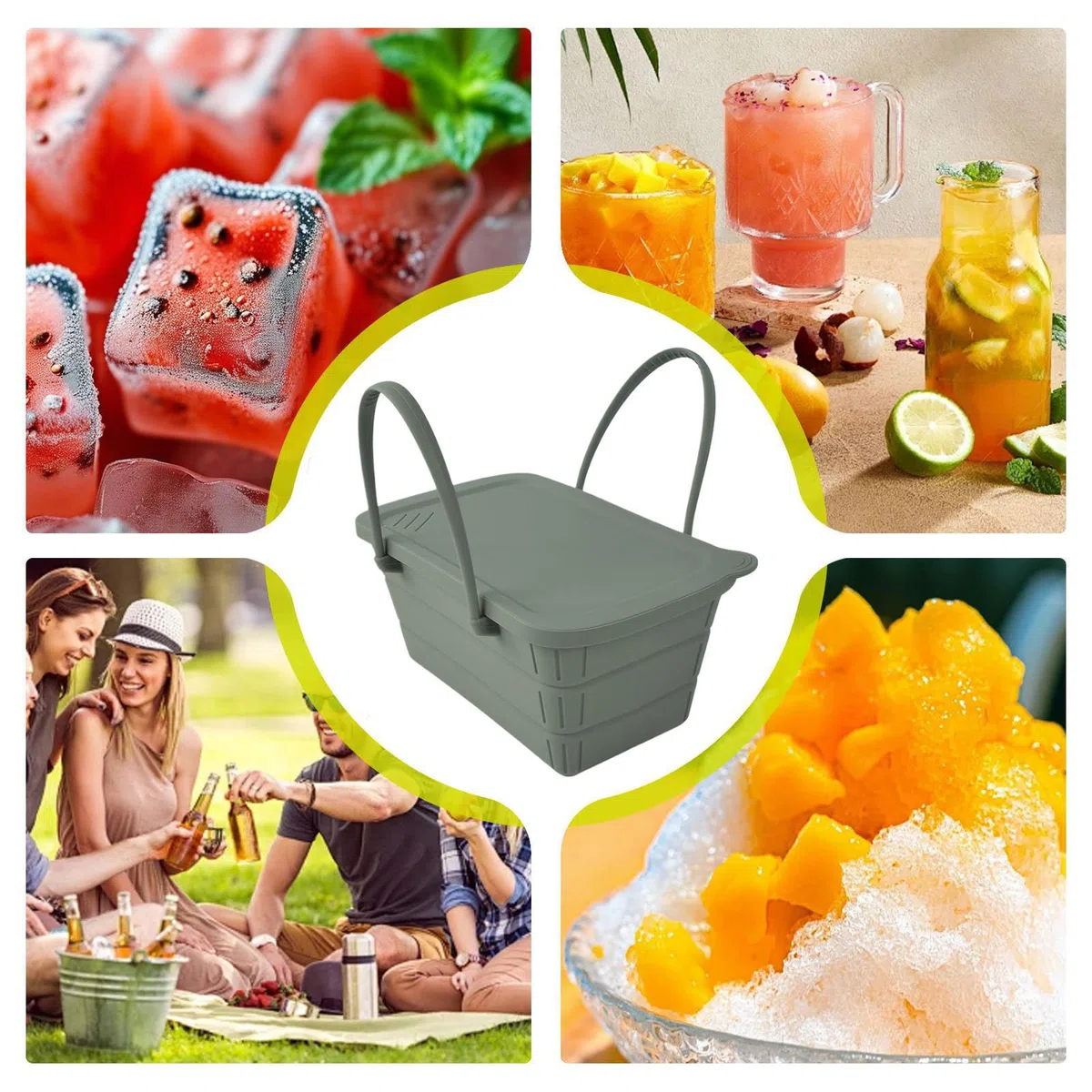 Secchiello Porta Ghiaccio per Festa - Grande Silicone Freddo prolungato | Portabevande Termico per Birra Champagne - per Spumante, Insalata, Picnic, Spiaggia, Raduni,