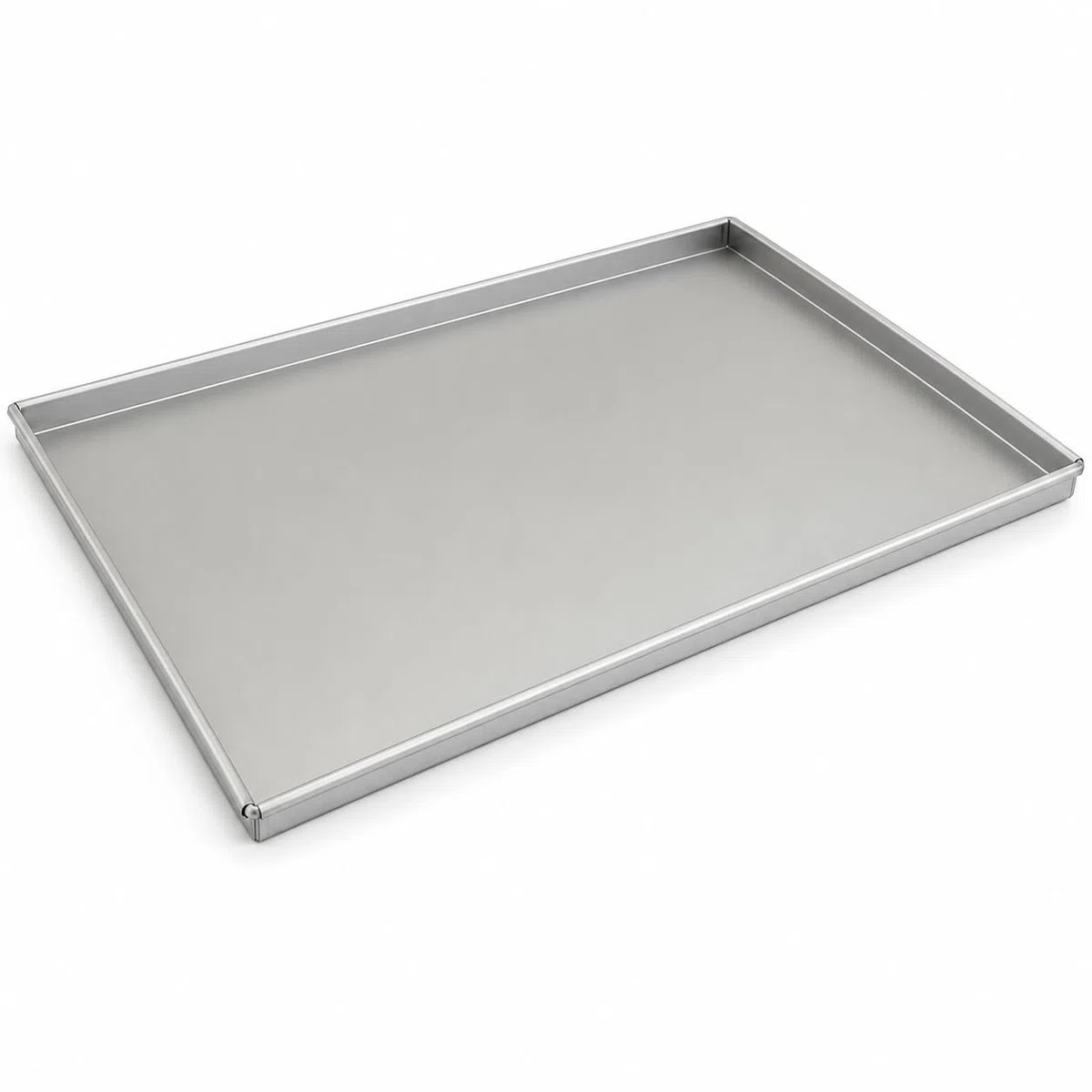 Teglia Rettangolare in Lega d'Alluminio Spessore 12/10 con Orlo, Argento, 40 x 30 cm 2 cm h, 1 Pezzo (40X30 2CM H ALLUMINIO 12/10)