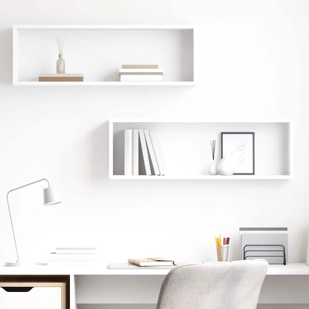 Generico Mensole Parete a Cubo 2pz Bianco 80x15x26,5cm Legno Multistrato,Mobili,Scaffalature,Scaffali e mensole per pareti,Bianco,7.88 kg,807106
