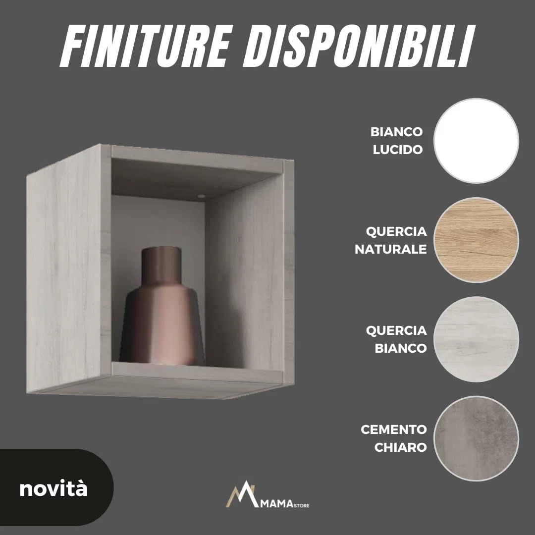 MaMa Store Atena Cubotto Mensola a giorno in Kit, QUERCIA BIANCO Laminato, L. 30 X P. 20 X H. 30 Cm