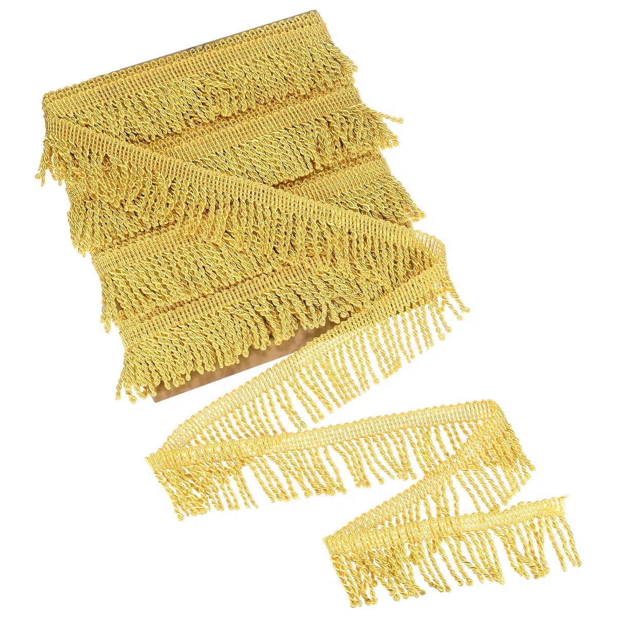 M METERXITY 12 Iarde Di Frange Per Tendaggi, Frangia Larga 2.2" Frange In Poliestere Pizzo Boho Frangia Per Cucire Frangia Con Nappe Per Borse/Decorazione Fai Da Te/Gonne/Divani/Vestiti [Oro]