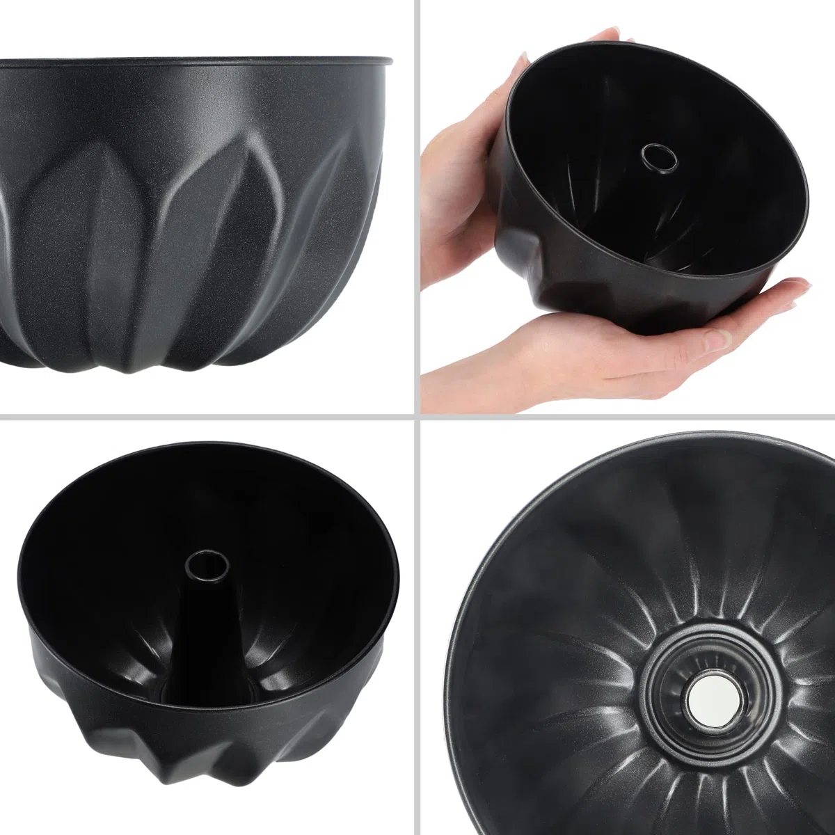 KADAX Stampo per ciambella, in lamiera con rivestimento antiaderente, in 2 diverse misure, forma rotonda, distribuzione uniforme del calore (diametro 16,5 cm con foro)