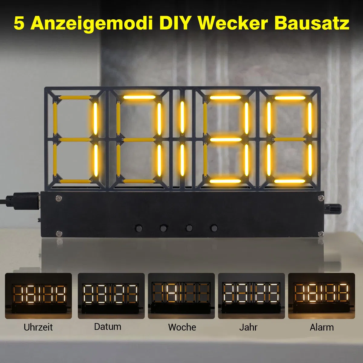 Kit Orologio Digitale con Display LED 4 Cifre - Kit Saldatura per Principianti, Luminosità Regolabile, Visualizzazione Data/Settimana, Pratica Elettronica Fai da Te per Appassionati