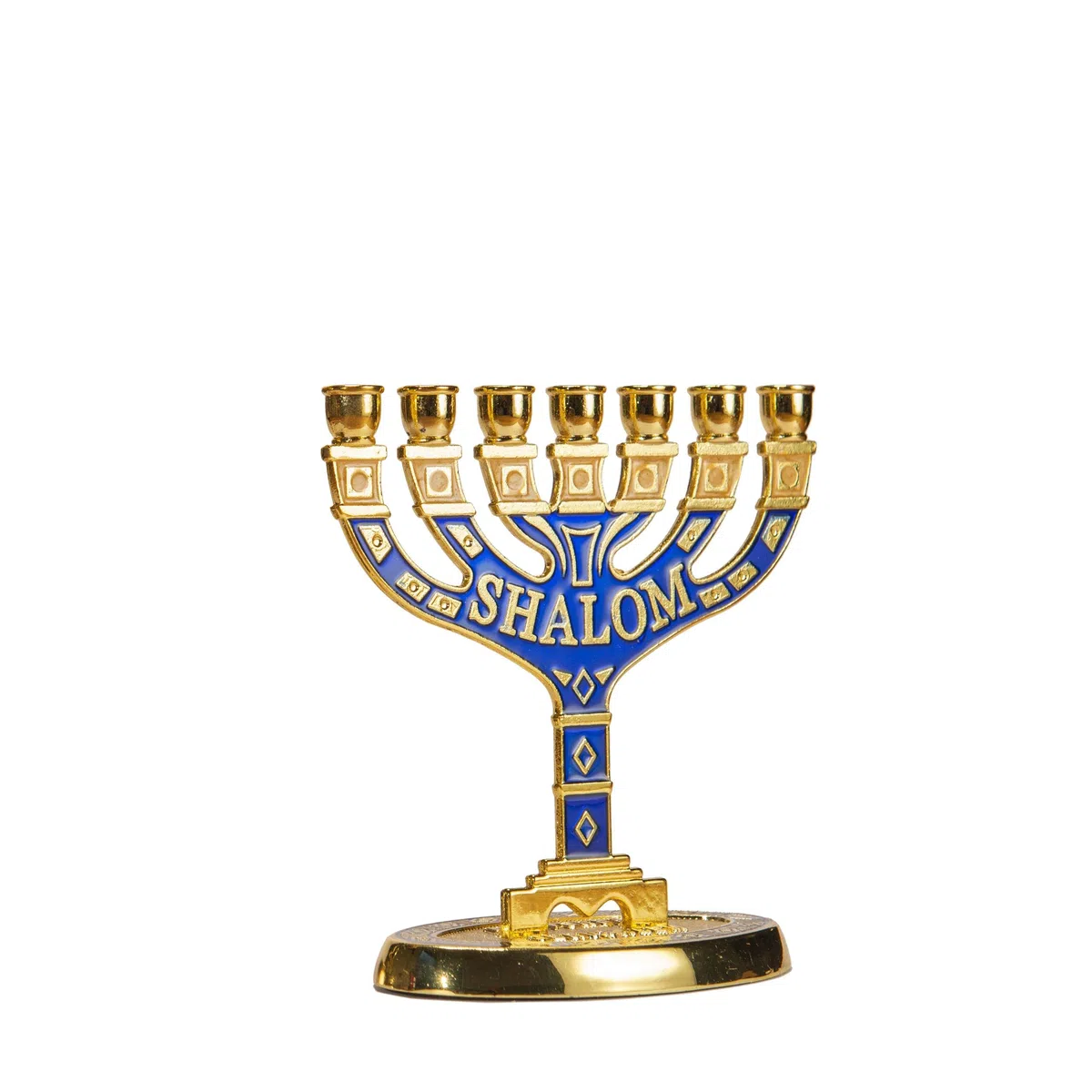 JL Kippha's Portacandele decorativo Judaica a 7 rami Shalom Israele Menorah ebraico Festival 10 x 10 cm