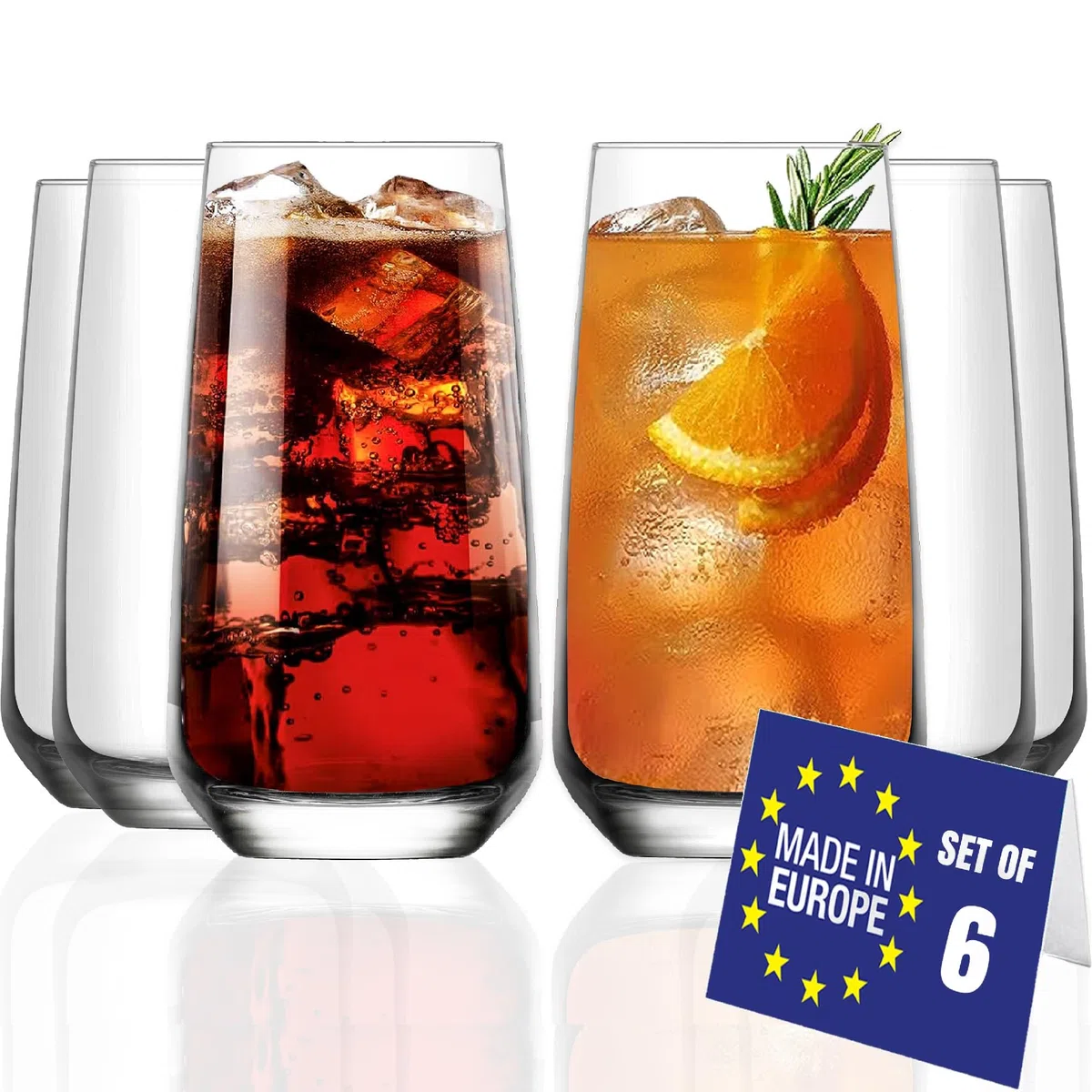 NORDIC SCHILLER Bicchiere Long Drink Set 6, 480ml 100% SENZA PIOMBO Bicchieri Cocktail Particolari, Bicchieri Acqua Moderni, Bicchieri Tumbler, Bichiere Succo, Highball Glasses
