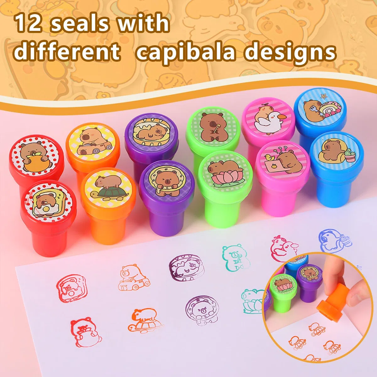 110PCS Regalo per Feste Capybara, Bambini Compleanno Party Regali, Capybara Party Favor Supplies, Include Sacchetti, Gomme Colorate, Slap Bracciali, Timbri Pratici