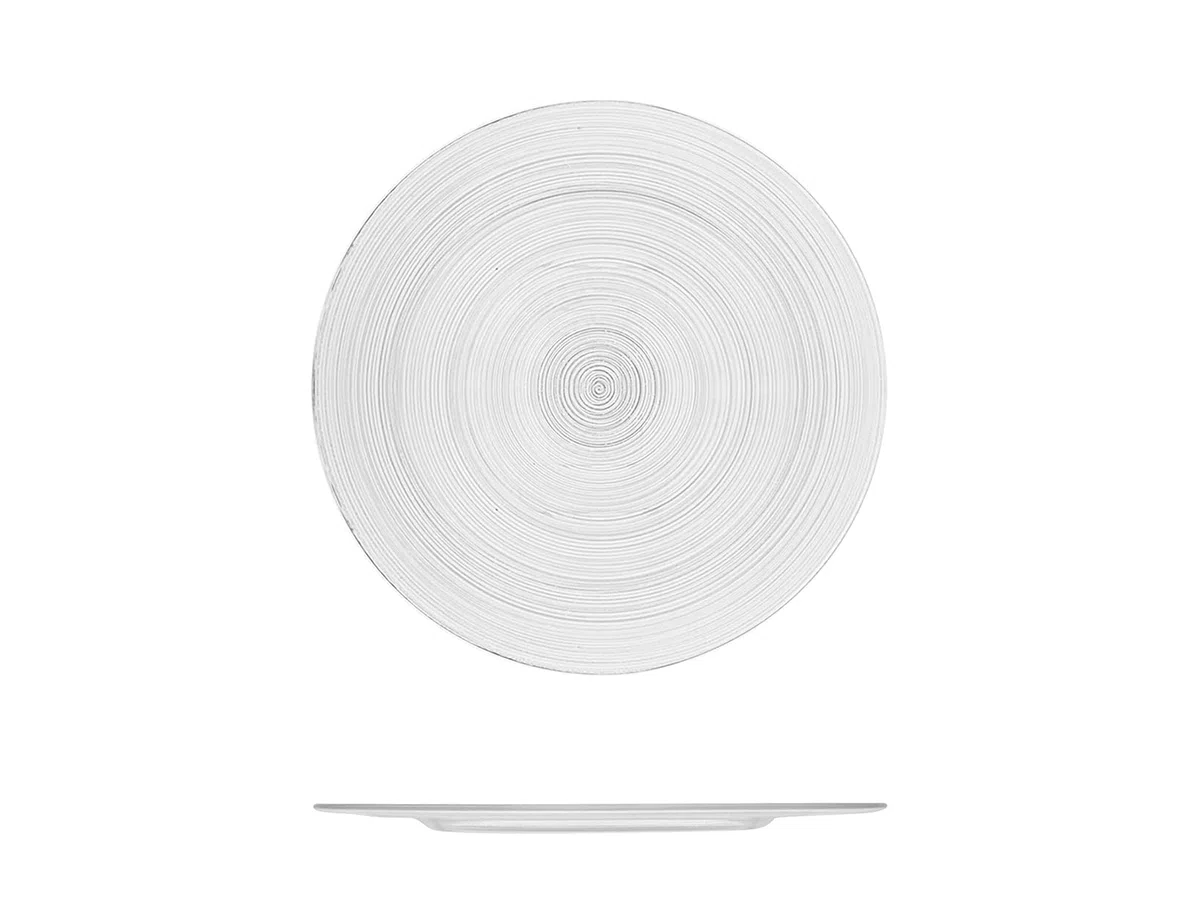 H&H Circle – Set 6 Piatti Pane in Vetro Trasparente, Ø 18 cm, Trama a Cerchi Concentrici, Lavabili in Lavastoviglie