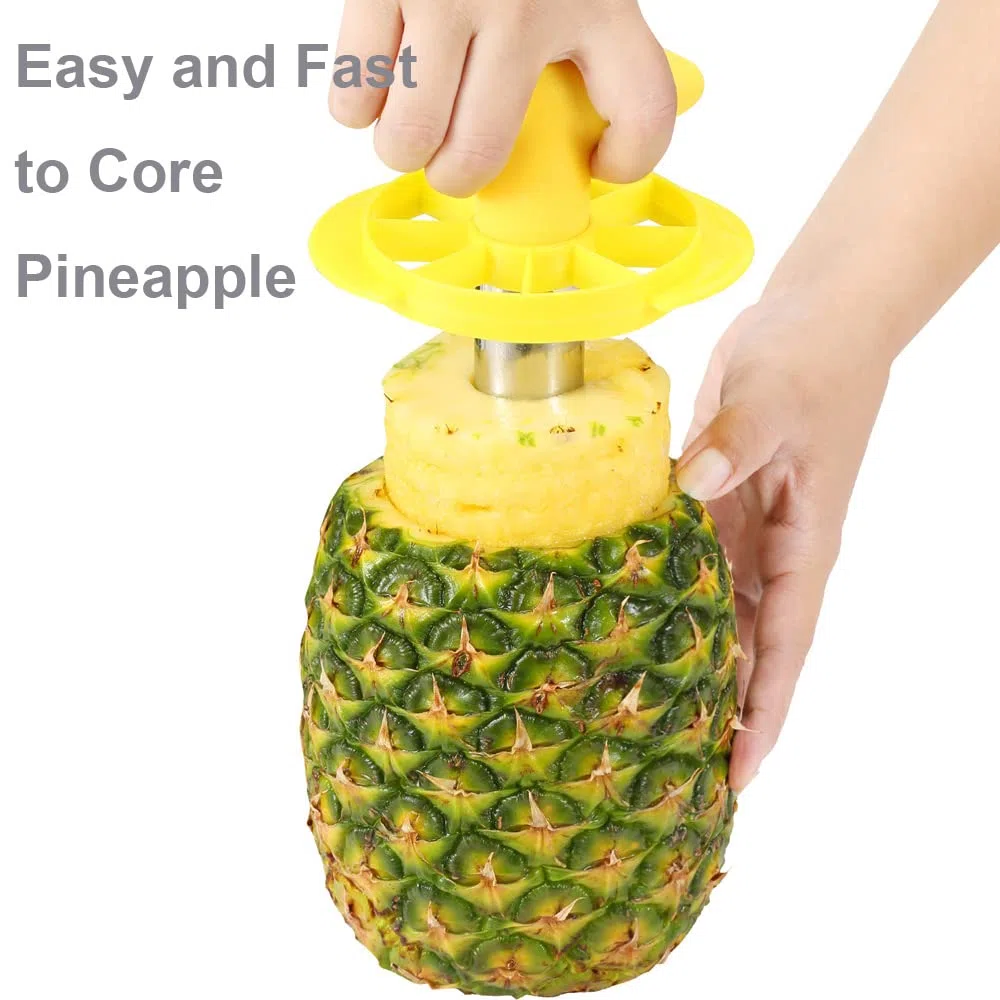 SameTech Strumento per sbucciare ananas e per rimuoverne il torsolo, in acciaio INOX, strumento per la cucina facile da usare