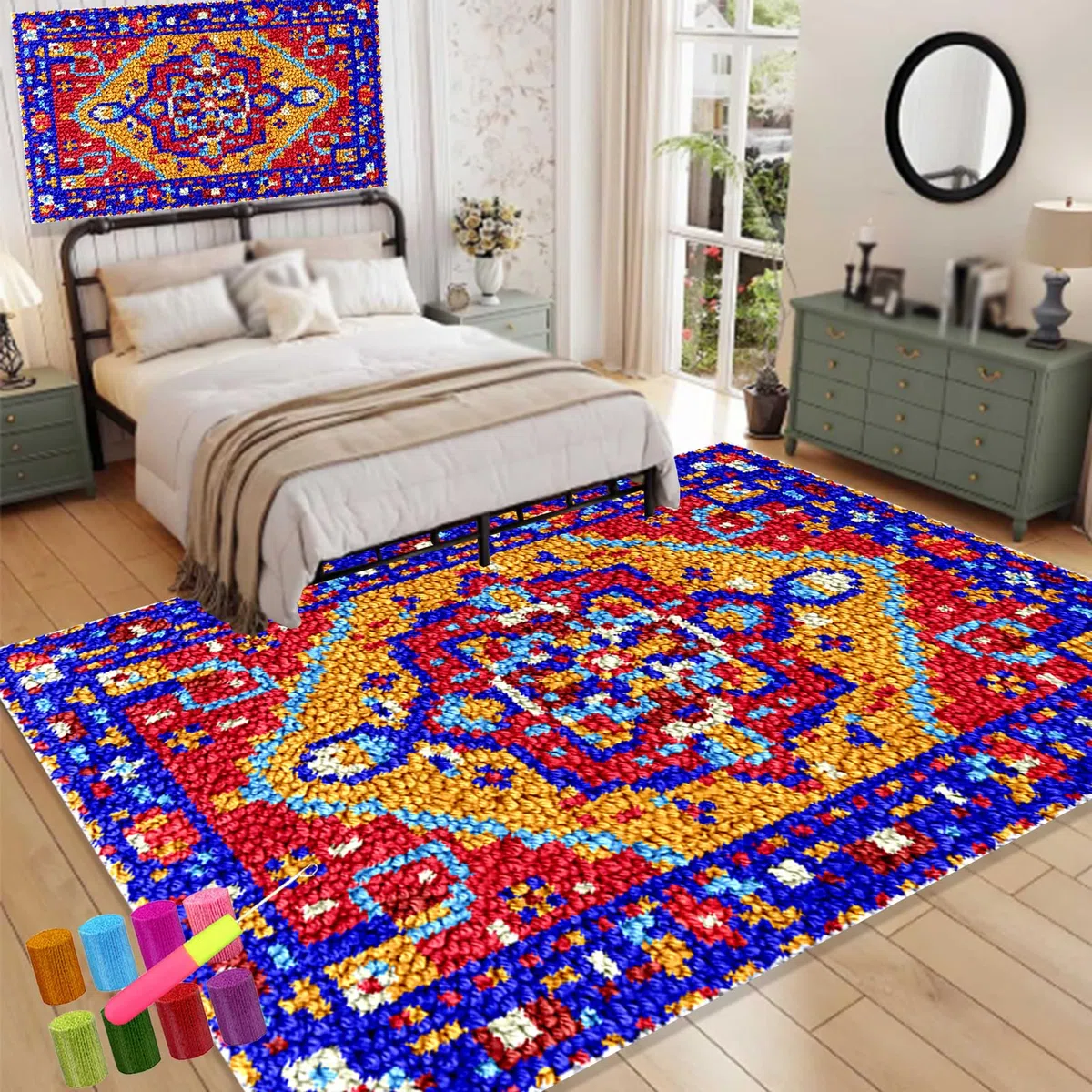 38 x 52 cm Tappeto Kit da Ricamo, Kit Gancio di Chiusura Tappeto, Tappeto per Uncinetto Latch Hook Rug Kit per Adulti, Fai da Te Fare Uncinetto Kit Arazzo, Tappeto Annodare Fai Da Te Creativo