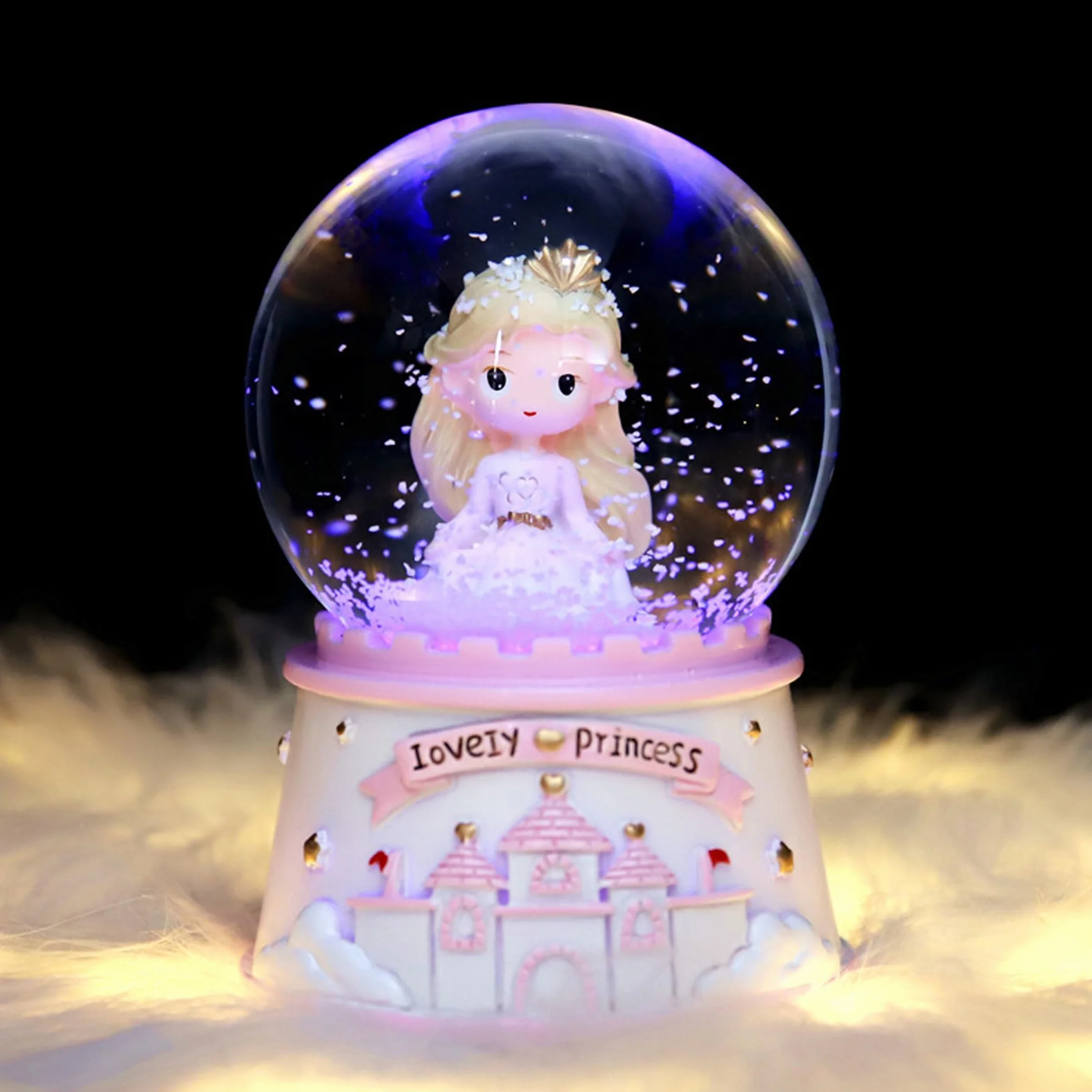 Castello Sfera di Cristallo Illuminata a Forma di Palla di Neve Artware Melodia Ornamento, Manuale Nevicata, Desktop Ornamento Regalo di Natale Compleanno