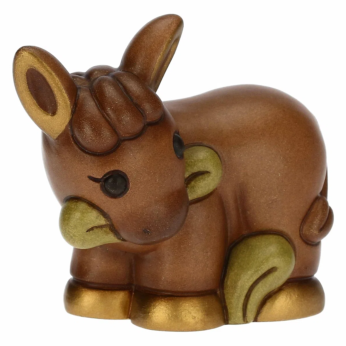 THUN - Mulo in Ceramica Decorata a Mano, Linea Presepe Classico, Decorazioni Natale Casa, 6.8x4x5.7 cm h