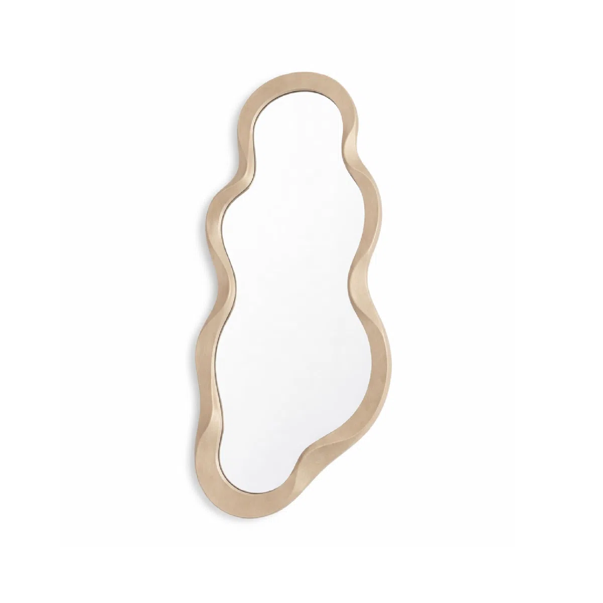 Baroni Home Specchio da Parete Design con Cornice Ondulata in Plastica color Sabbia, Specchio Decorativo Moderno per Soggiorno, Bagno, Camera e Ingresso, 35x76 cm