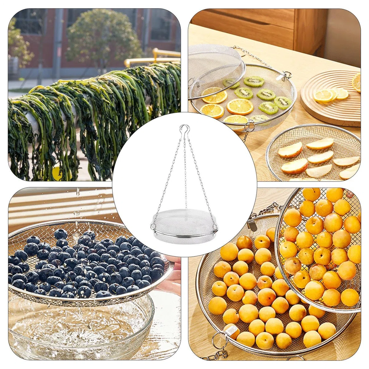 Rete Per Asciugare Cestini Da Appendere - Stendibiancheria Per Erbe Aromatiche, Organizer Circolare In Metallo Sospeso Per Schermi, Strumento Per La Conservazione Resistente Agli Insetti | Soluzione D