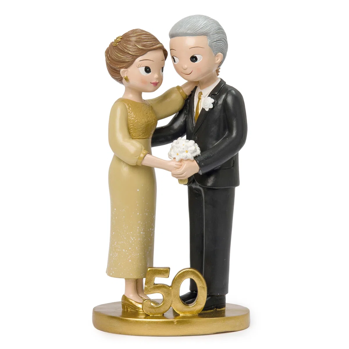 Mopec Y105 Statuetta per torta pop & Fun in piedi per matrimoni in oro 21 cm, multicolore, grande