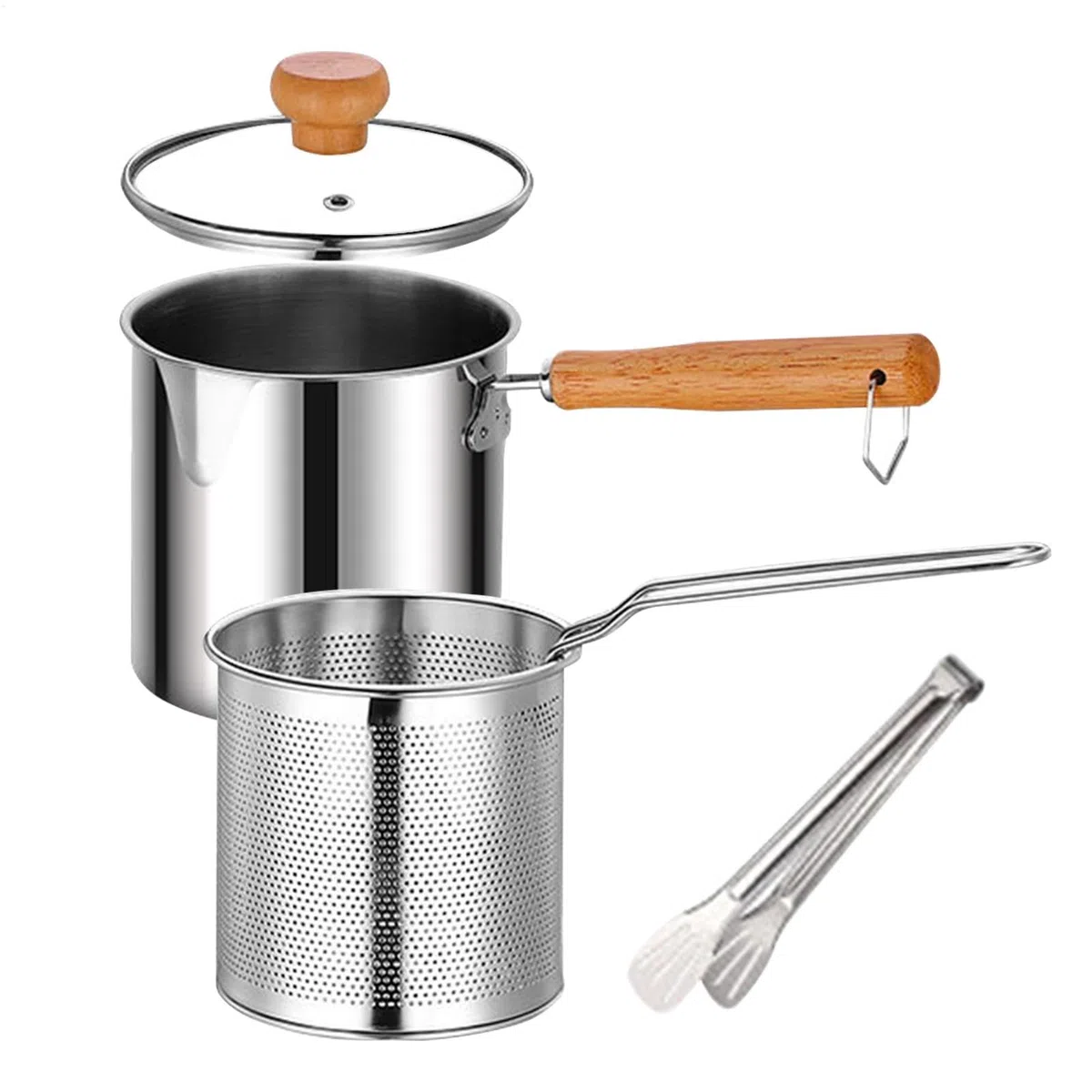 Stainless Steel Oil Filter Vaso, 2 in 1 Oil Strainer Fryer, Ampia Capacity Oil Vaso, Filtro Grease Contenitore, Kitchen Oil Filter Vaso, Stainless Oil Strainer, Filter per Frying and Cooking