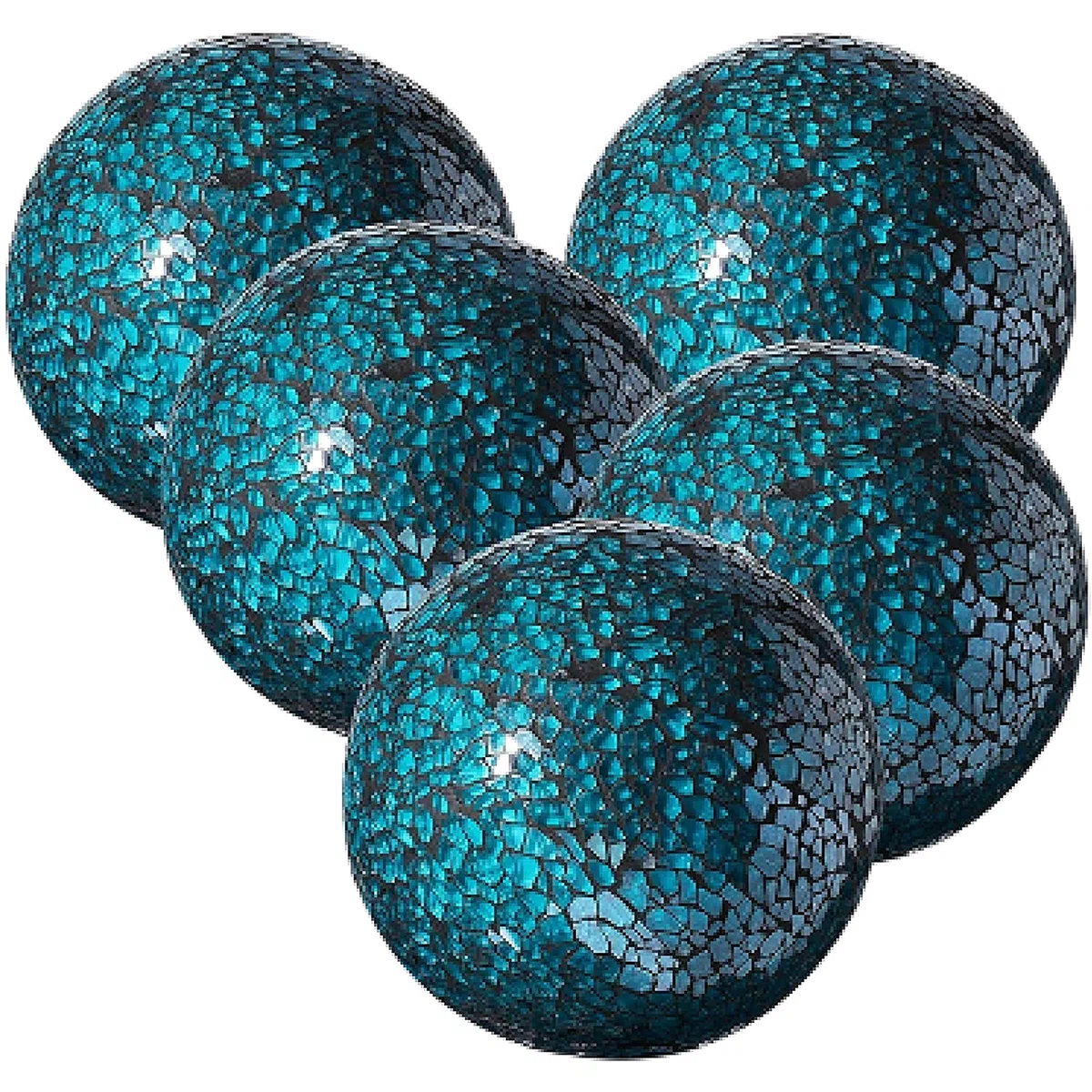 WHOLE HOUSEWARES Palline Decorative in Vetro Mosaico - Palline da Tavolo Decorative Moderne - Decorazioni per il Tavolo da Pranzo e il Tavolino da Caffè - Set di 5 - Turchesi