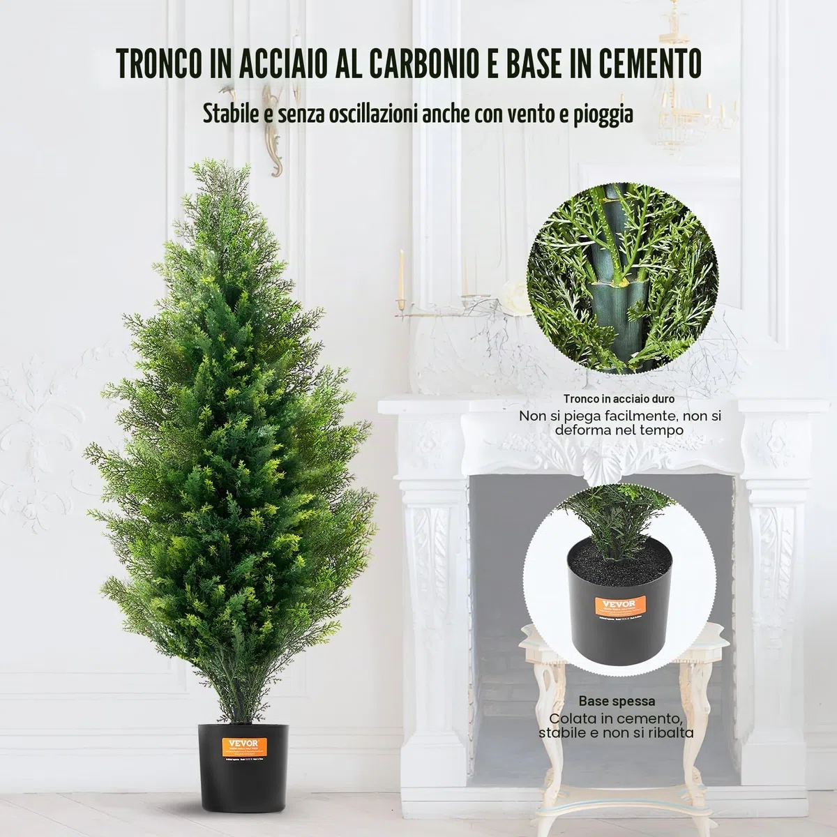 VEVOR Albero Topiario di Cedro Artificiale, Alto 91,4 cm Realistiche Piante in Vaso di Pino con Foglie Extra, Set di Verde Artificiale Protetto dai Raggi UV per Domestica di Interni Esterni (2 Pezzi)