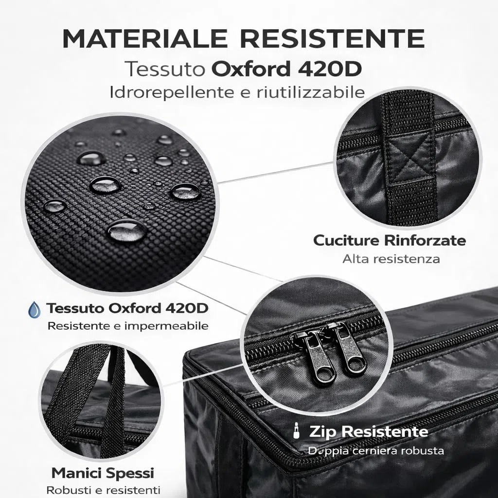 Borse per Trasloco con Manici Rinforzati, Zip e Cinghie per Zaino, Contenitori Organizer per Imballaggio, Sacchi per Stoccaggio Impermeabili, Materiale 420D Oxford, set, Nero, 80x45x25 cm (Quattro)