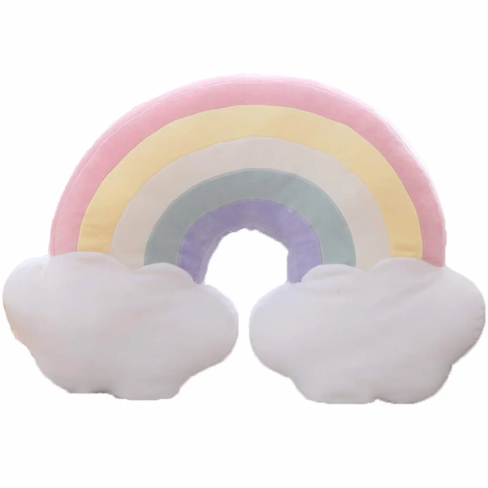 Nicole Knupfer Cuscino Arcobaleno Corona Con Nuvole Cuscino Letto Bambina Divano Divano Sedie Cuscino Per Auto Casa Ufficio Decorazione (Rosa Arcobaleno)