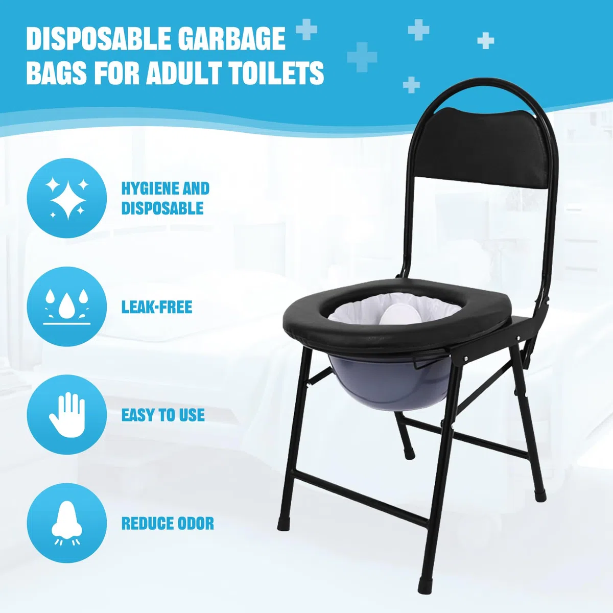 Fodere per WC con cuscinetto assorbente, confezione da 80 sacchetti igienici portatili usa e getta, universali, adatti per WC per adulti (40 sacchetti + 40 cuscinetti)