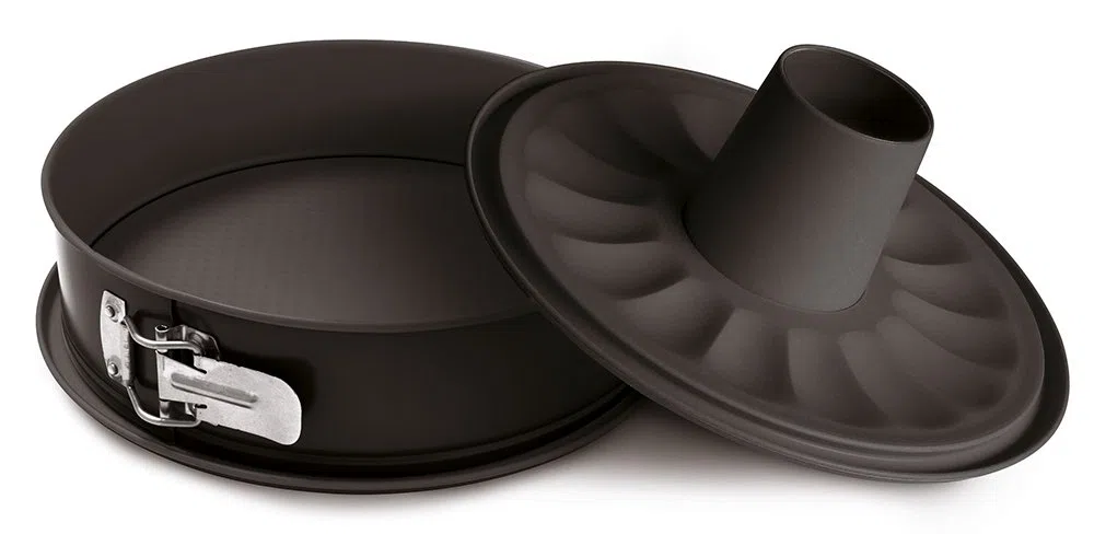 Guardini, Tortiera apribile 2 fondi Ø 24 cm, Fondo Salvagoccia, Acciaio con rivestimento antiaderente, Nero, Made in Italy, Linea Gardenia
