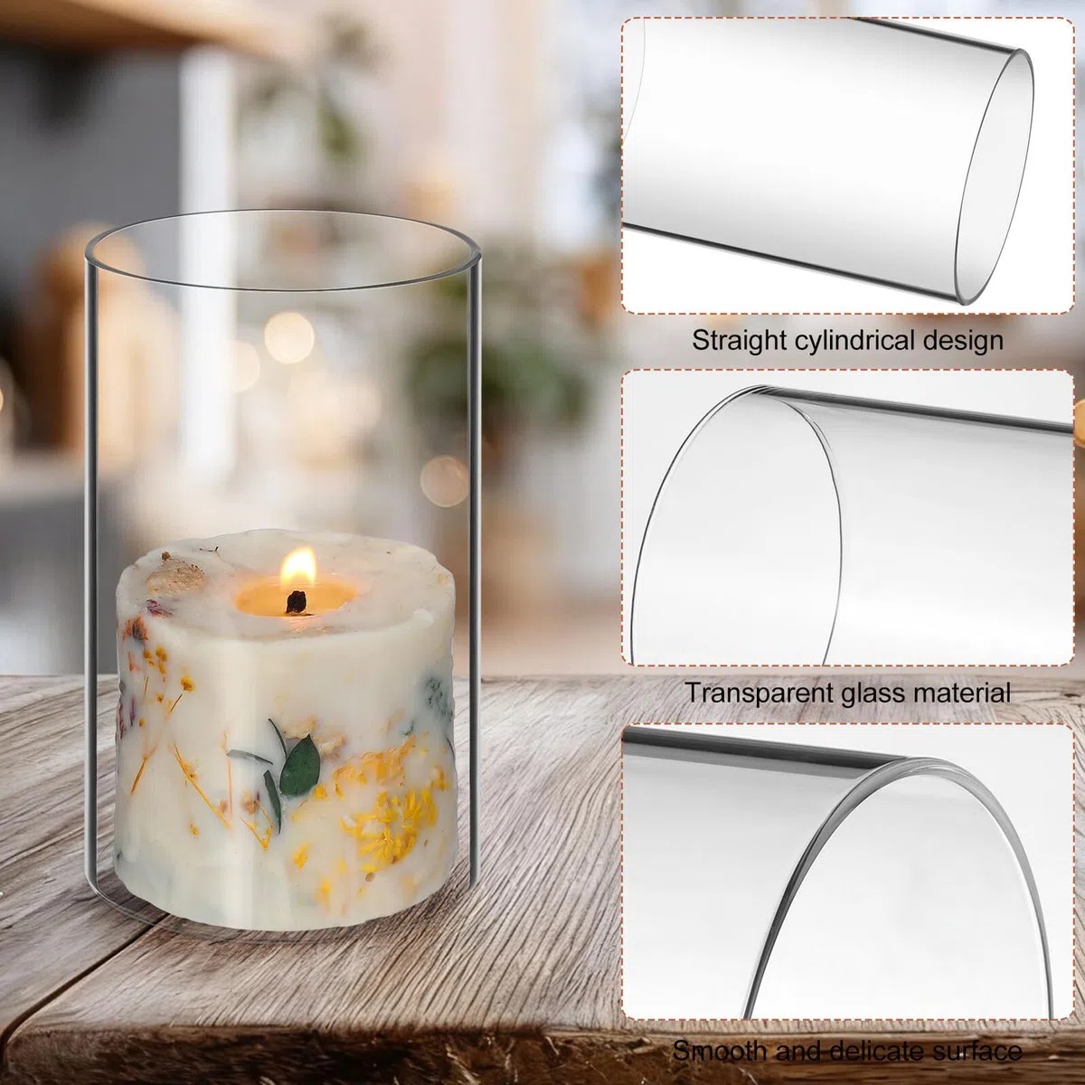 DOITOOL Portacandele Antiventoe Trasparente Vetro 2 Pezzi Copri Candela Decorazione Creativa in Vetro per Atmosfera Romantica e Casa