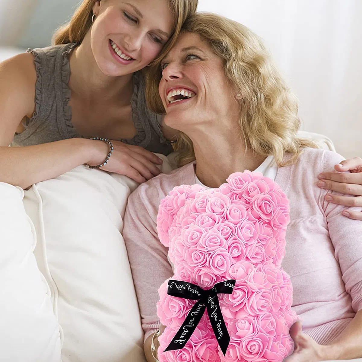 Orsetto Rosa Fiore Regalo Donna, Regali di San Valentino, Orso Rosa Regali per Lei, Rose Teddy Bear con luci, Regali di compleanno per Ragazza con Confezione Regalo Trasparente e Biglietto d'amore