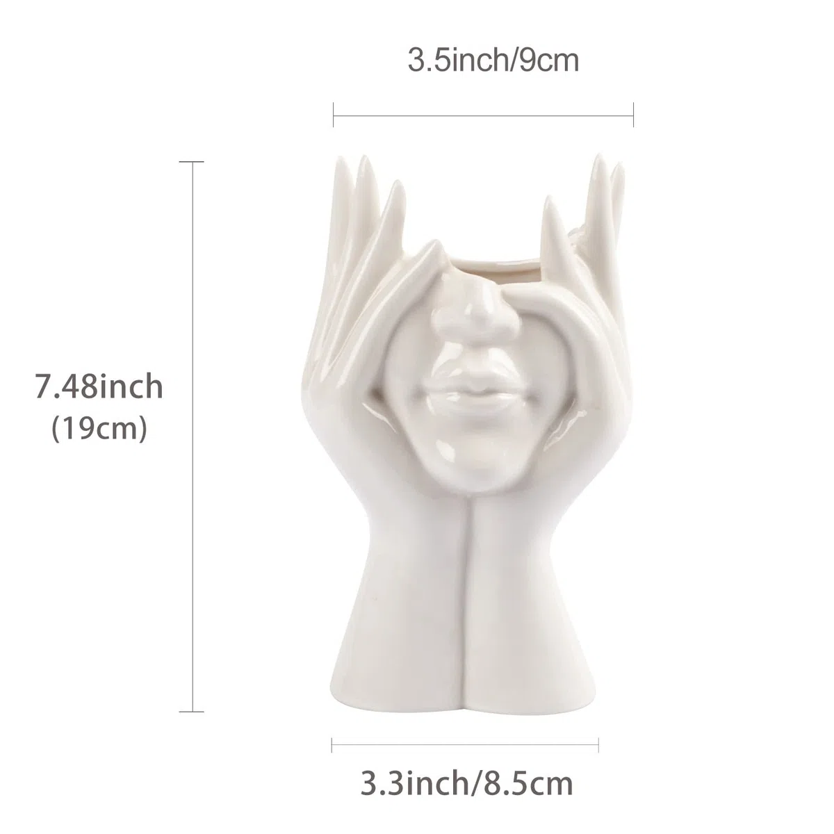 CEMABT Vaso per il Viso e Scrivania a Forma Femminile in Ceramica - Ideale per Scaffalatura, Decorazione Moderna da Tavolo, Semi-Faccia (Stile-B)