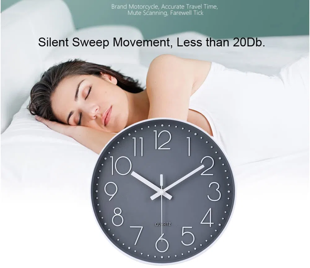 Moderno Orologio da Parete Silenzioso Orologio da Cucina Quarzo da 30 cm (Grigio-Bianco)