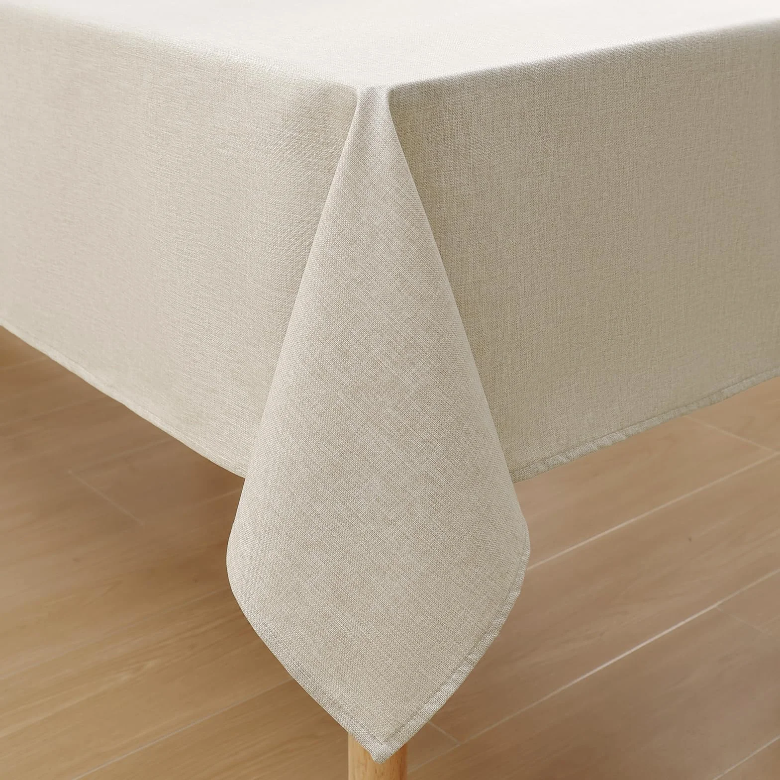 Homaxy Tovaglia effetto lino, lavabile, con effetto loto, rettangolare, 140 x 300 cm, impermeabile, biancheria da tavola, antimacchia, beige