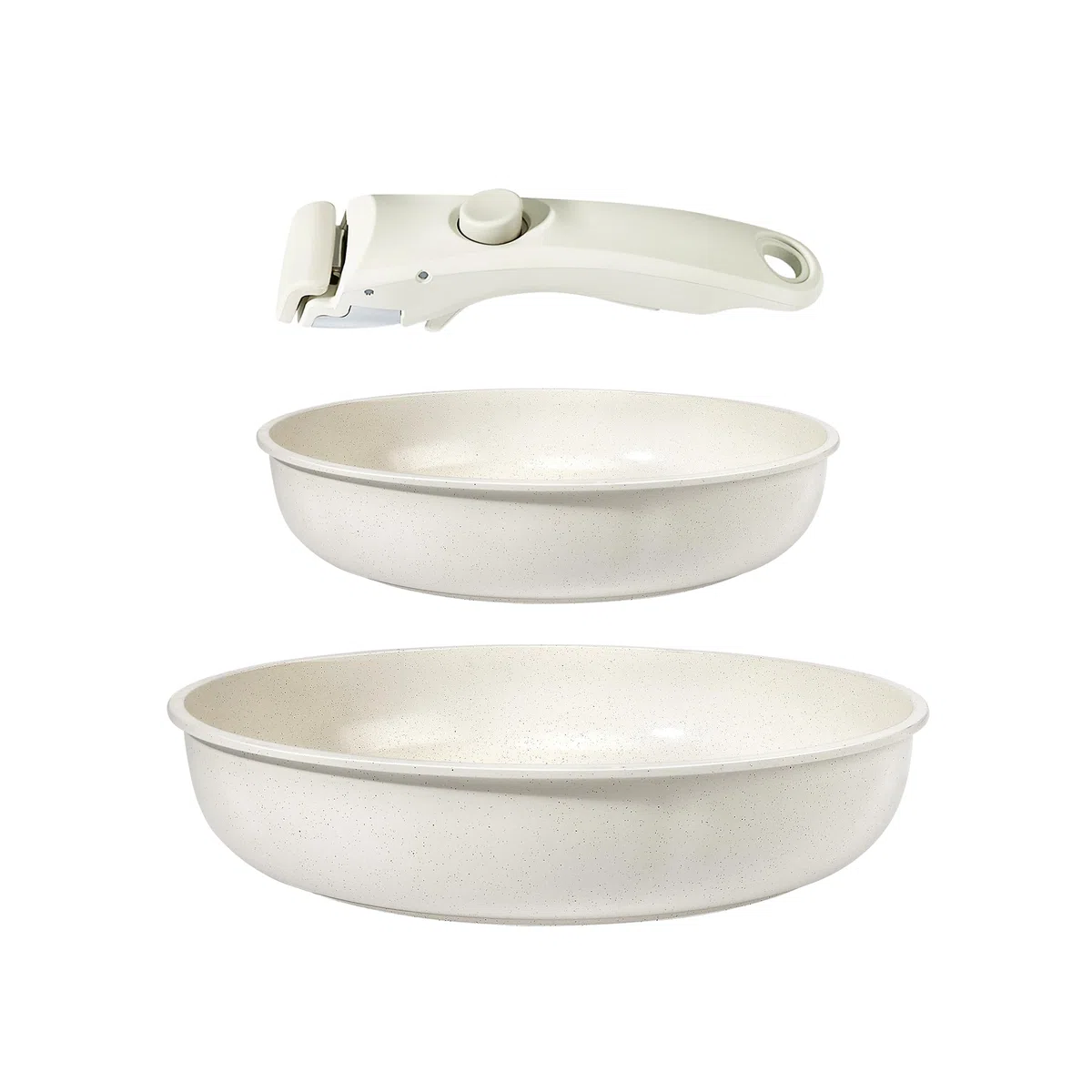 GiPP Set di Pentole e Padelle Ceramiche Antiaderenti 3 Pezzi con Manico Amovibile - Cucina Sana per Camper, Senza Tossine, Compatibile Induzione/Forno/Lavastoviglie