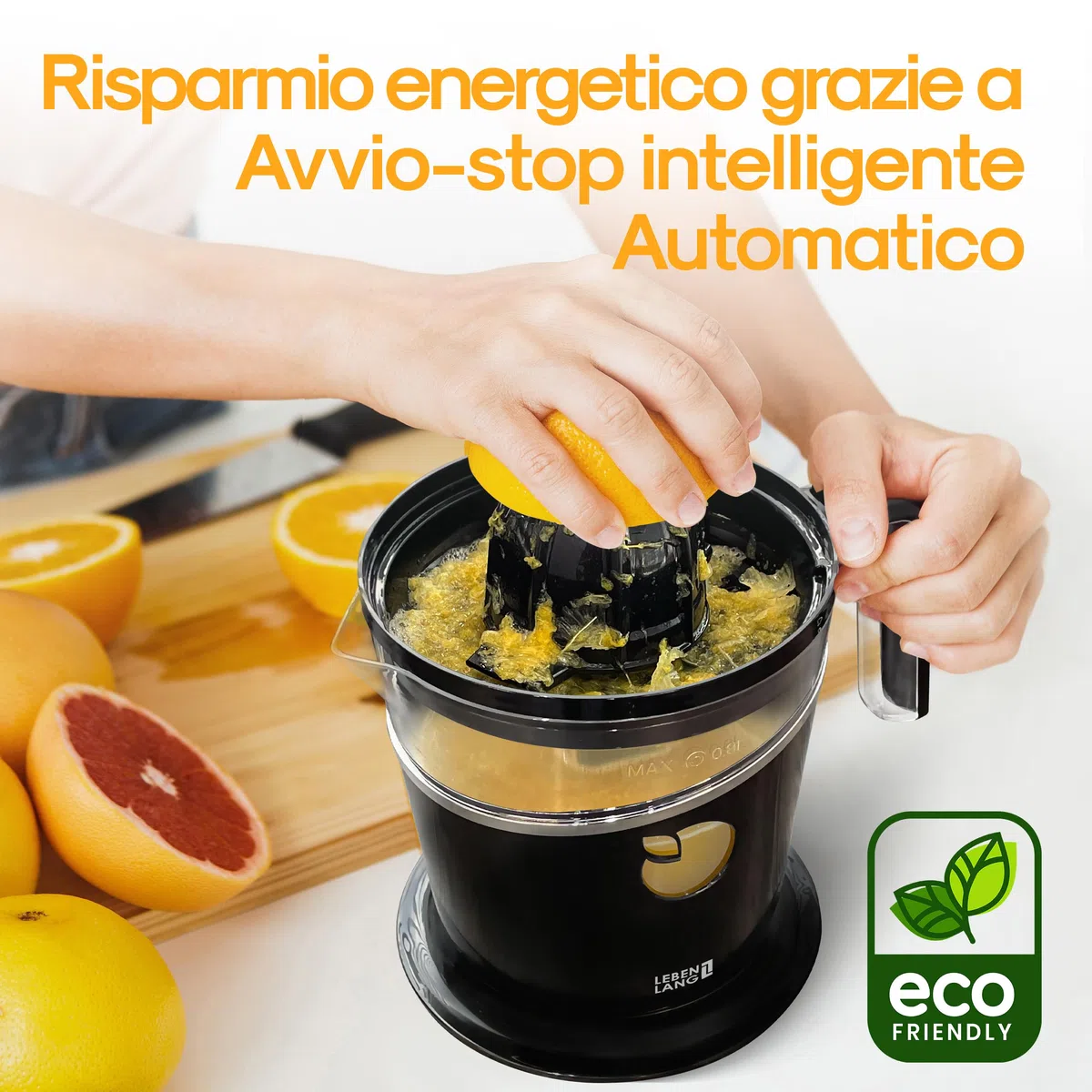 LEBENLANG Spremiagrumi Elettrico - 800 ml & con Setaccio Regolabile I Spremi Agrumi Elettronico Spremiagrumi Elettrico Professionale Juicer Spremuta Arancia Elettrico Spremi Arance Elettrico