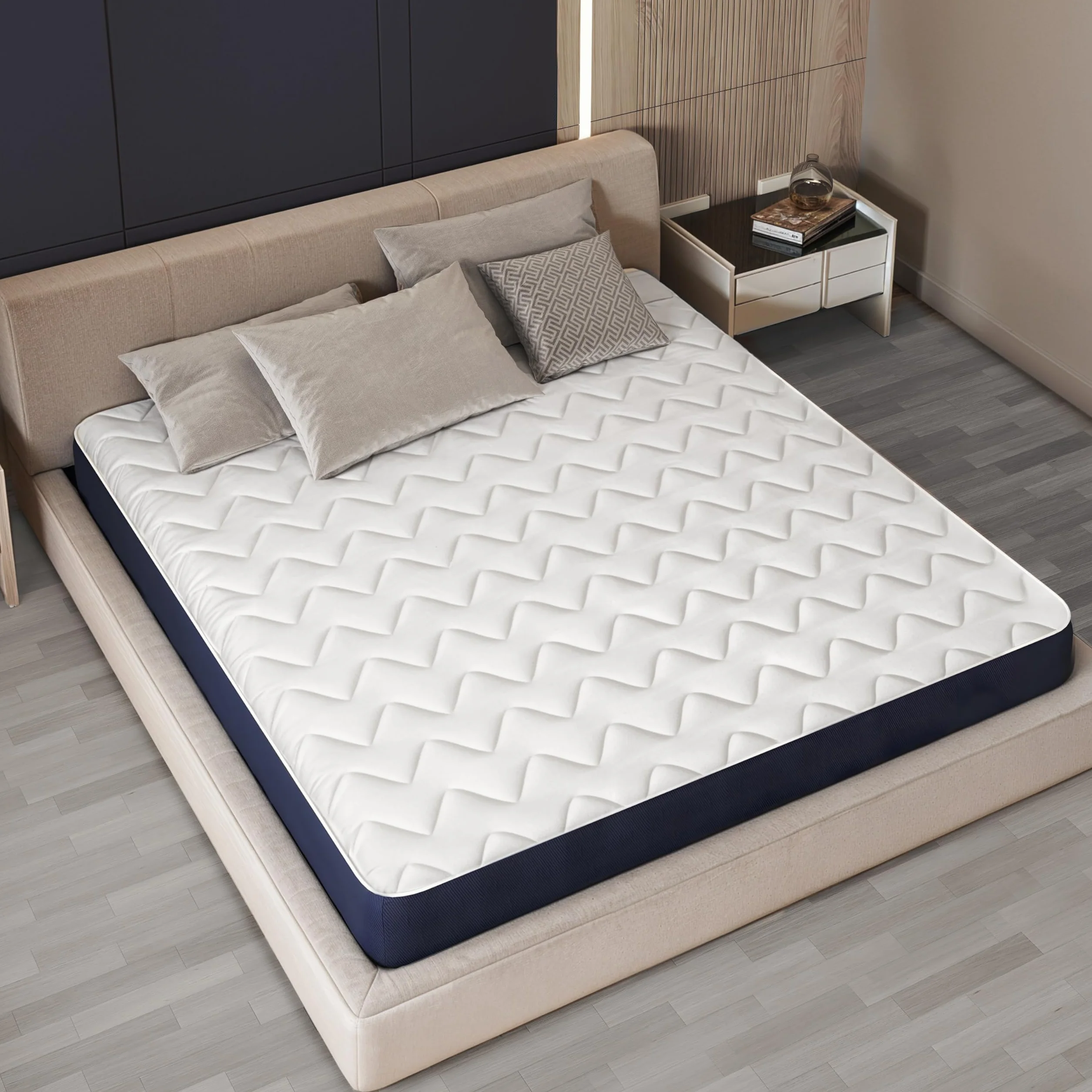 Materasso Una Piazza e Mezza 120 x 190 in Waterfoam Ipoallergenico | Altezza 10 cm | Imbottitura in Ovatta e Rivestimento in Tessuto 3D Traspirante, Antiacaro e Antifungino | Realizzato in Italia