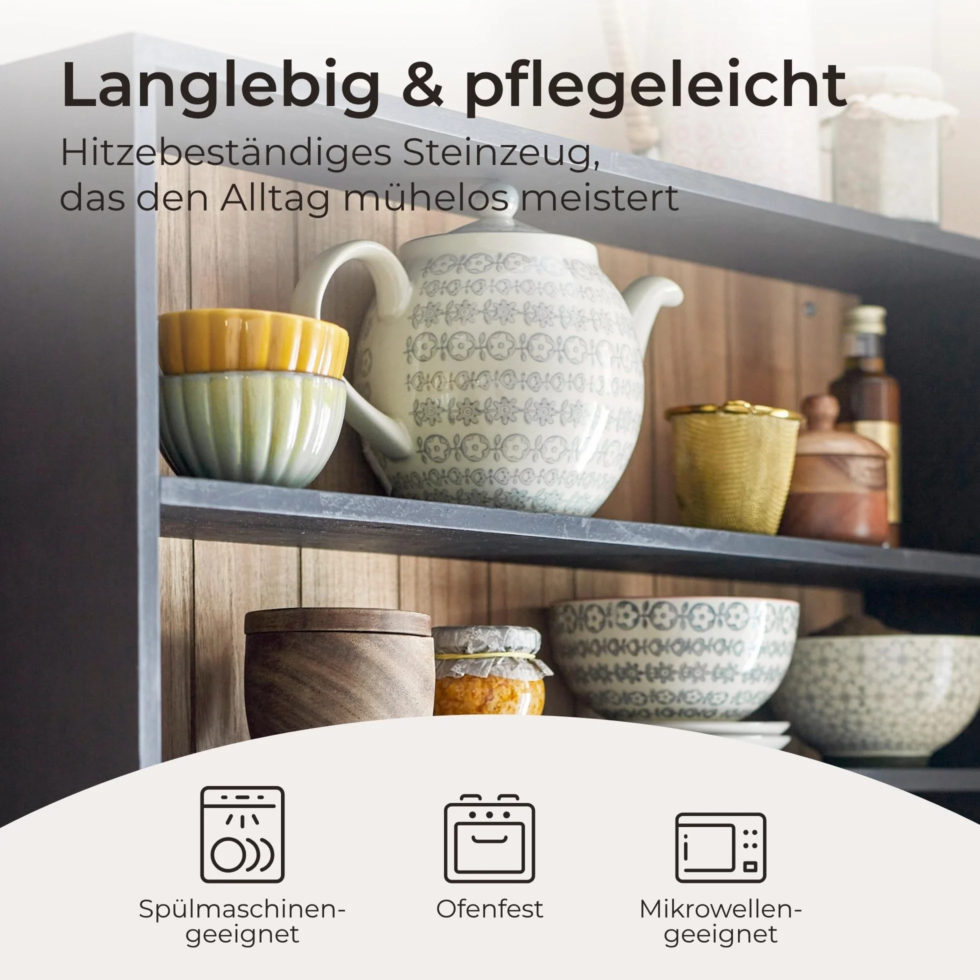 Bloomingville Teiera Karine, grigio, ceramica