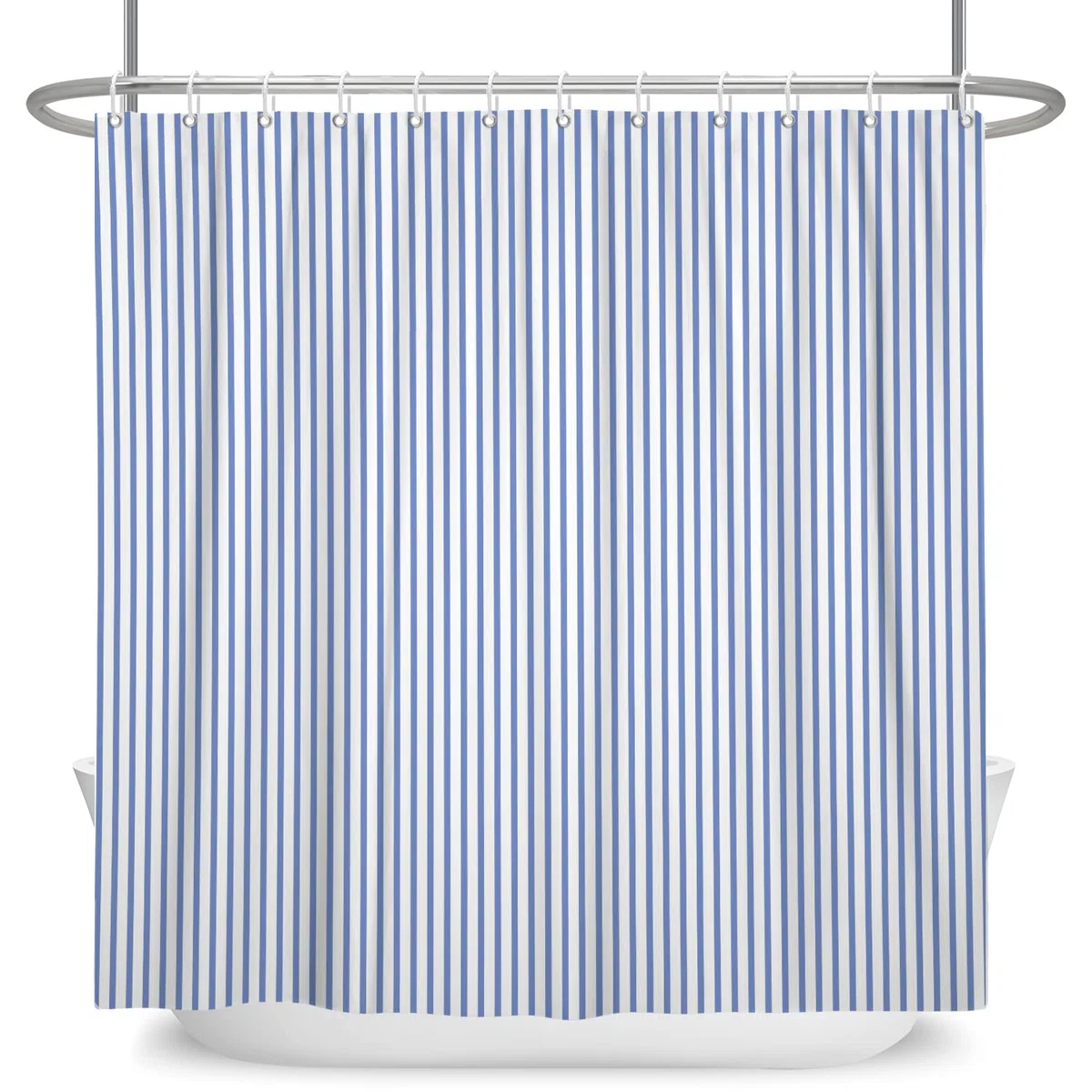 180x200cm Tenda da Doccia per Bagno, Blu Bianco Tende da Doccia a Righe Verticali Tenda Decorativa per Bagno Europeo Tenda da Bagno Impermeabile per la Decorazione della Vasca