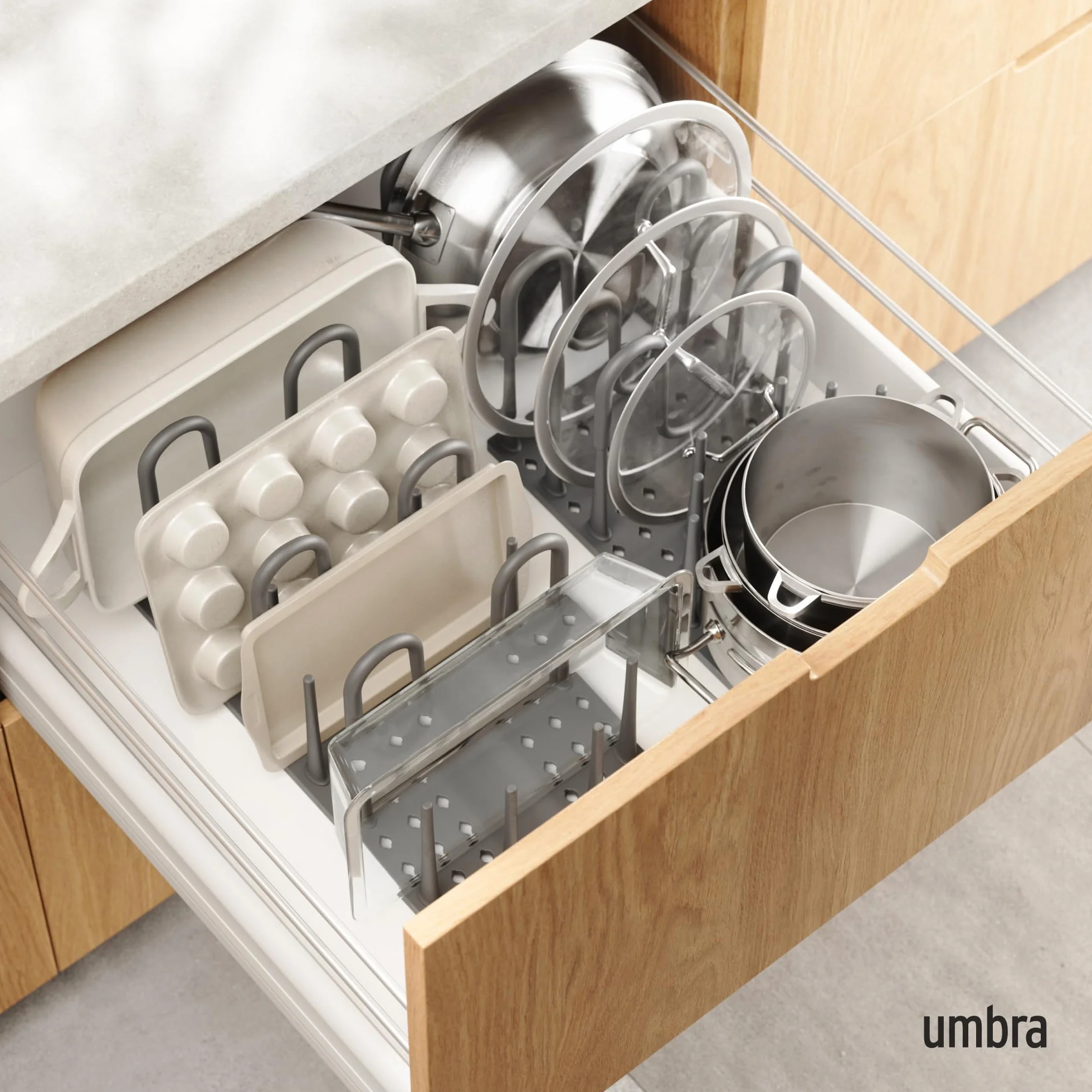 Umbra Peggy - Organizer per pentole, colore: Grigio scuro