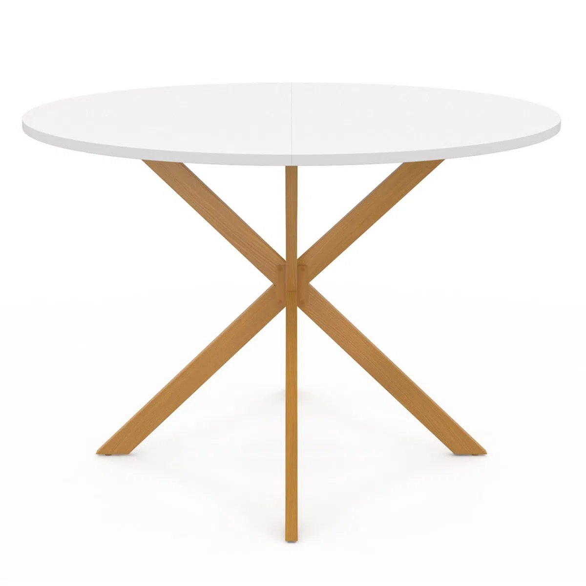 IDMarket - Tavolo da pranzo rotondo GISELE per 6 persone, gamba a ragno in legno, piano bianco 110 cm