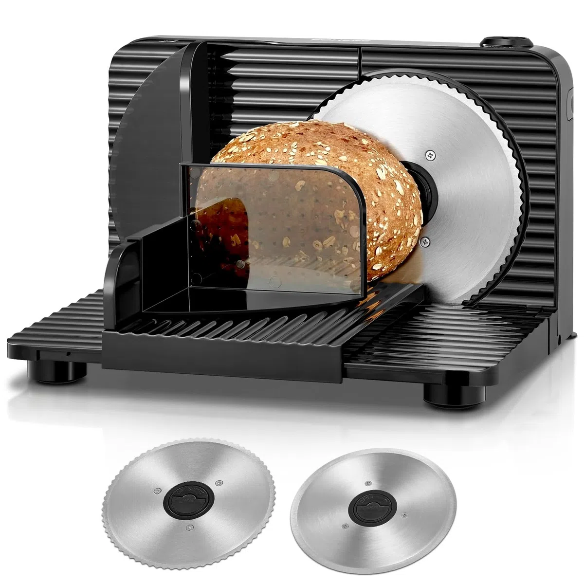 FOHERE Affettatrice Elettrica da Casa, Affettatrice Pieghevole con 2 Lame in Acciaio Inox, Spessore Regolabile 0-15mm – Perfetta per Pane, Formaggio, Salumi e Verdure