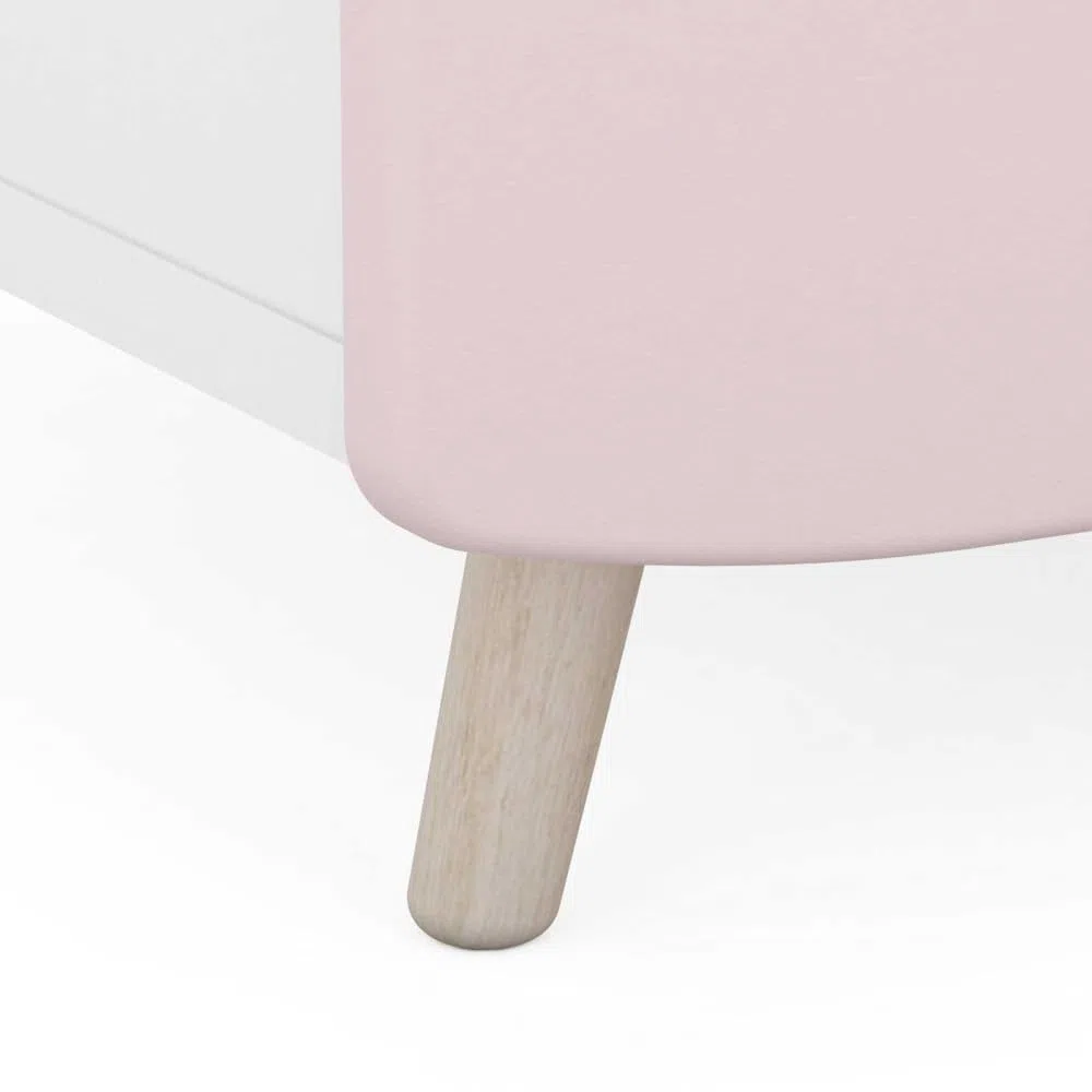 Befara Comodino per Bambini Rosa Grigio Cosmos, Bianco Opaco/Grigio/Rosa, Comodino per Bambini Rosa Grigio