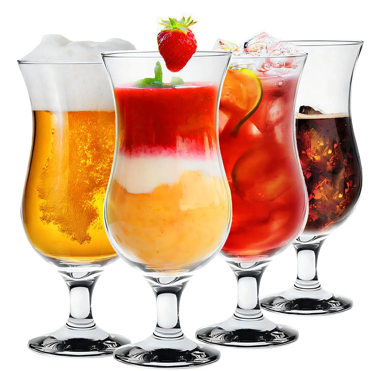 Konzept 11 - Set di 6 bicchieri da cocktail da 460 ml – bicchieri trasparenti da caffè ghiacciato, frappè e bicchieri da long drink – ideali per birra, gelato e coctails