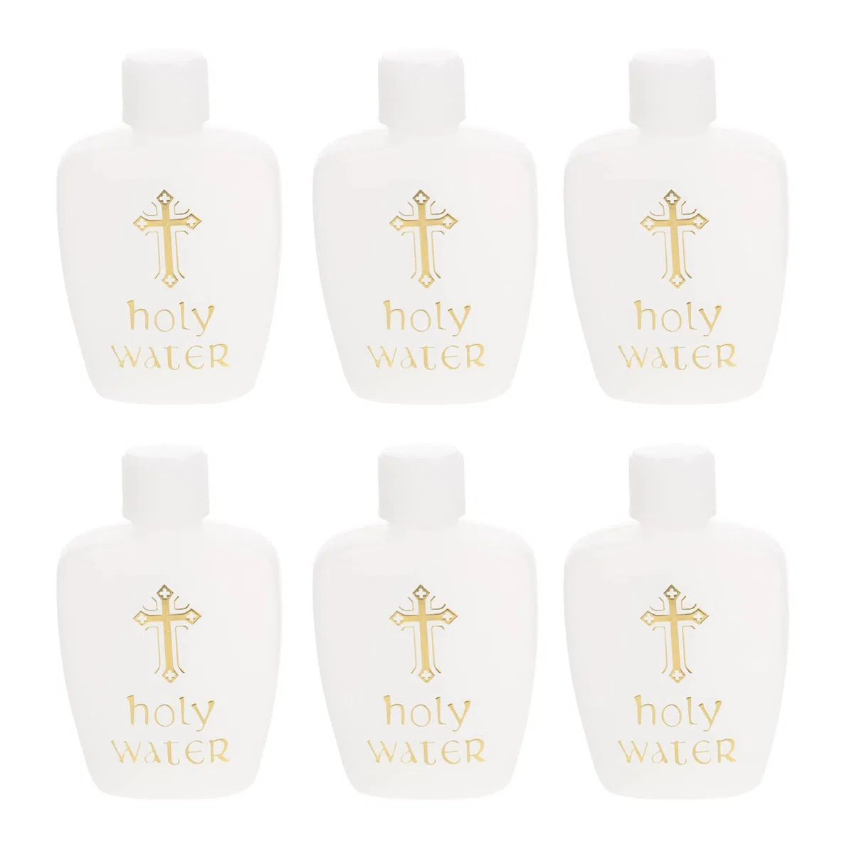 EXCEART Bottiglia d'acqua santa, set da 6 pezzi, piccole bottiglie d'acqua sacre, 60 ml, in plastica, per battesimo, chiesa, Pasqua, esorcismo, con motivo a croce, pratica per cerimonie religiose
