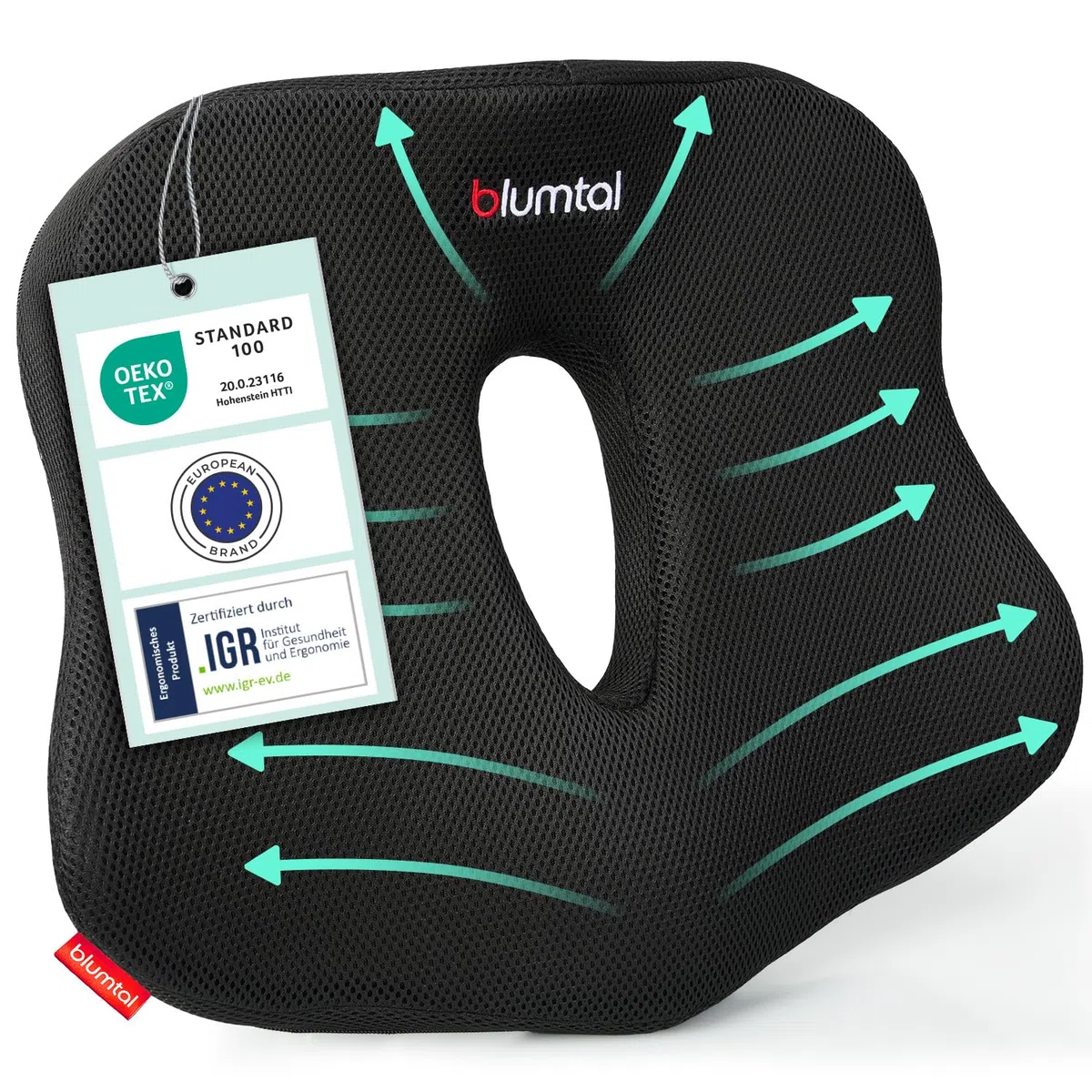 Blumtal Cuscino Sedia Ufficio - Ciambella per Sedile Auto - Supporto Rotondo con Buco - Anello Imbottito - Seduta Comoda