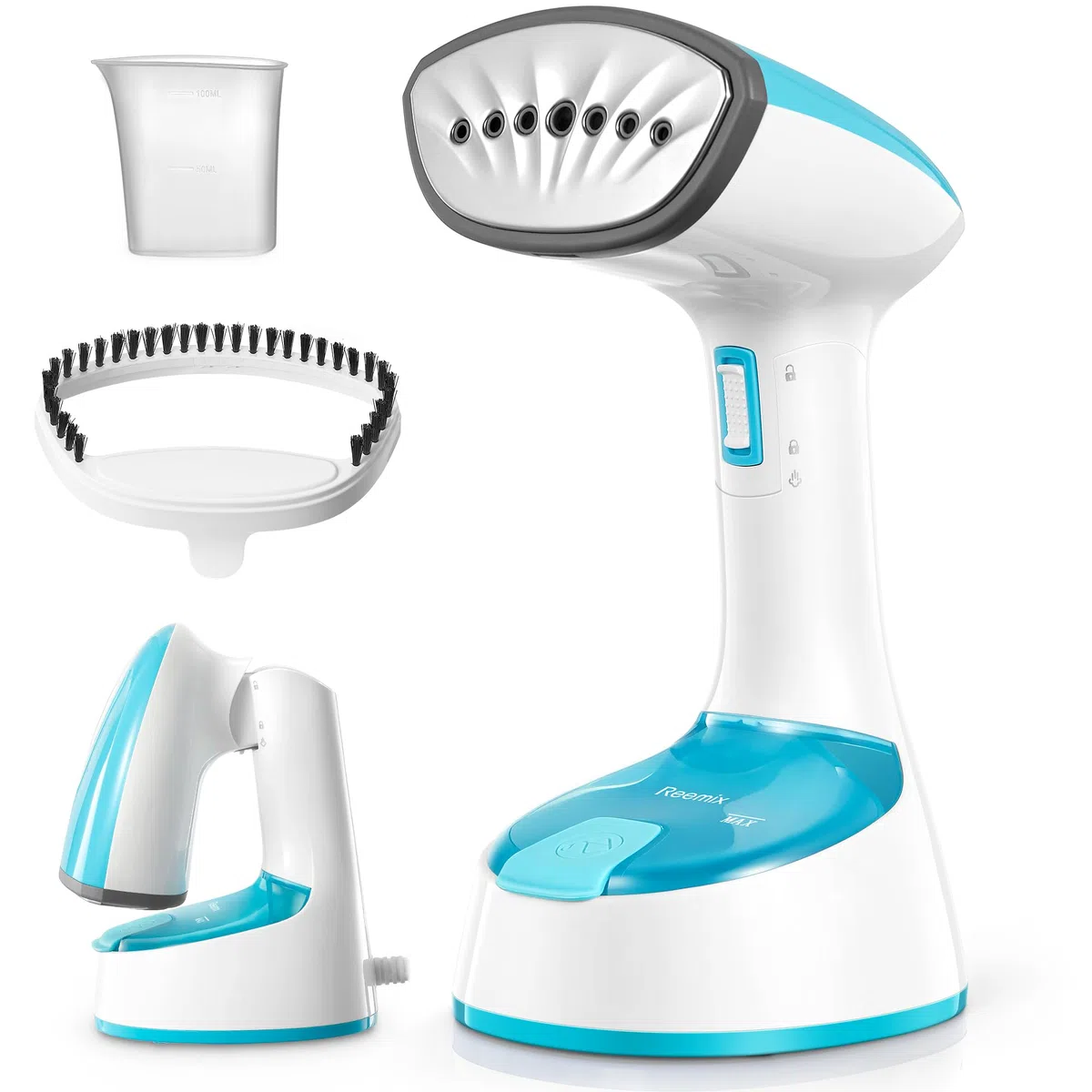 Reemix Ferro da Stiro Verticale, Pieghevole e Portatile Stiratrice Verticale, 20 g/min Vapore Penetrante, Riscaldamento Rapido 25 Secondi, per Casa, Ufficio e Viaggi, 220V(Blu)