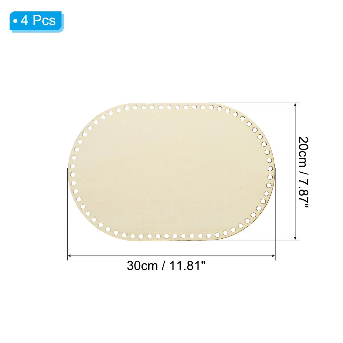 PATIKIL 30cm x 20cm Fondo del Cestino in Legno, 4pz Base Ovale in Legno per Cestino all'Uncinetto Vuota per Fai Da Te Artigianato Intreccio Cesti Creazione Forniture Decorazione Casa