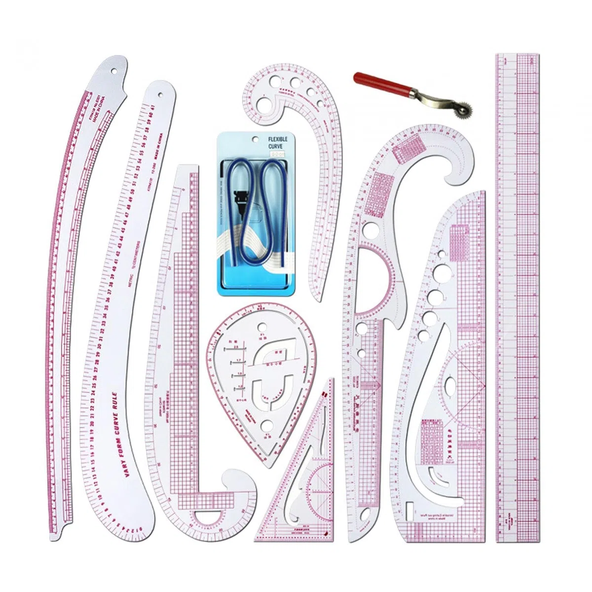 Generic Set di righelli per sarti, Designer, 11 Pezzi, RULER, ABS, Modern, 60 cm