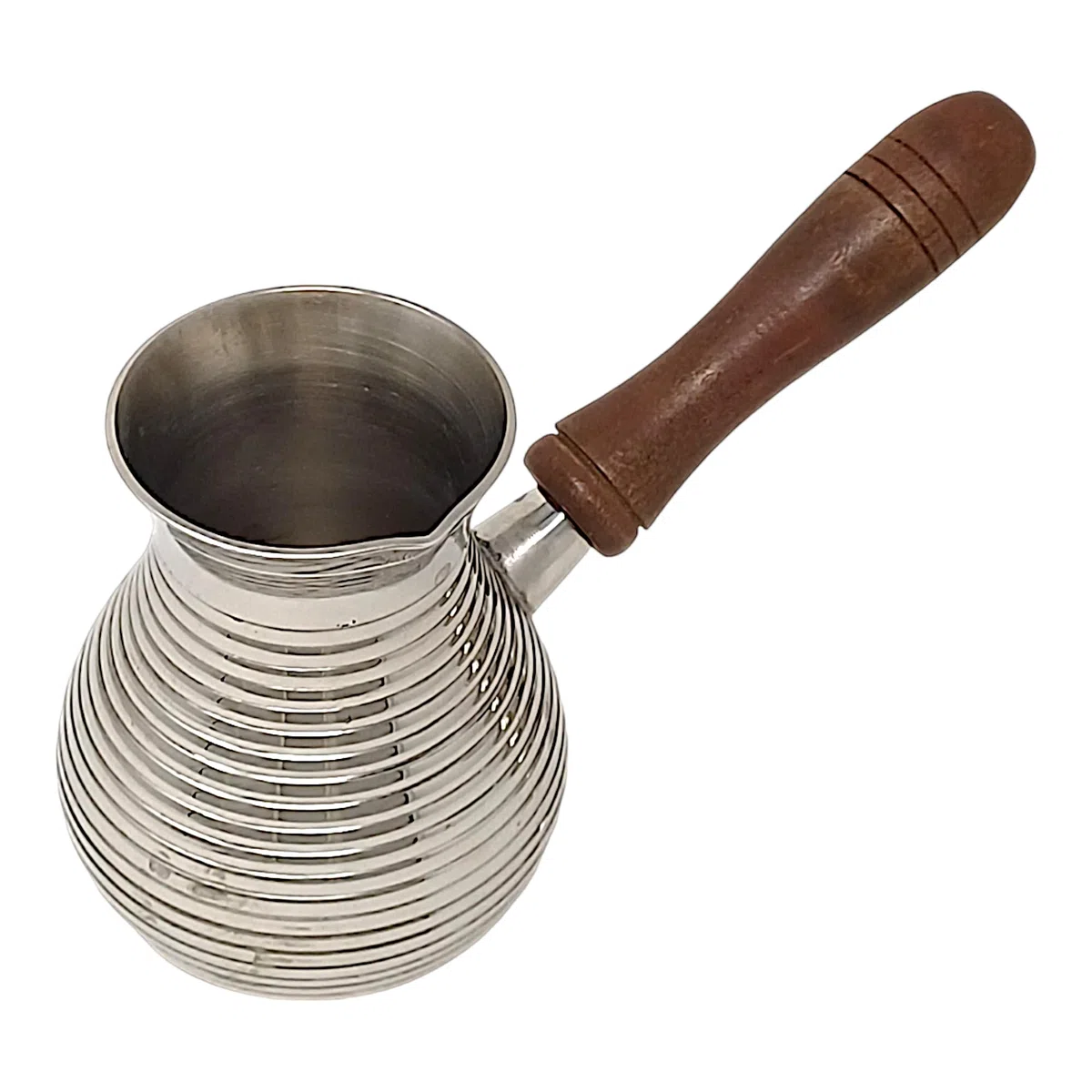 Caffettiera Cezve/Turka 300 ml oro ottone/nichel manico in legno rimovibile