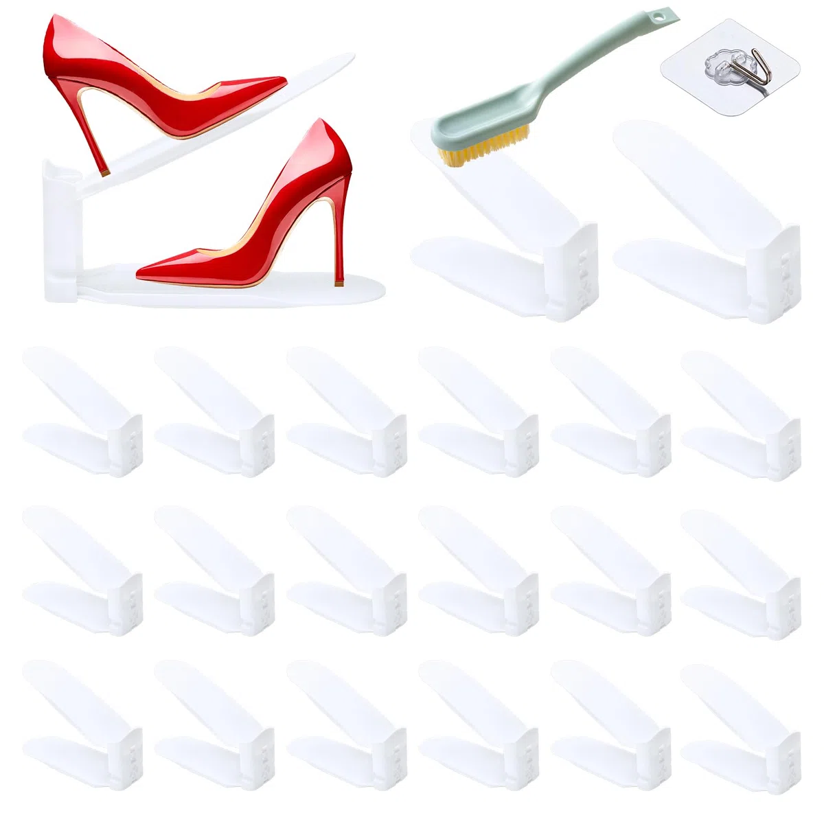 Scarpiera Regolabile(20 pezzi),Salvaspazio Regolabili Da Scarpiera,Porta Scarpe,Organizer Scarpe Salvaspazio,Slot Per Scarpe Organizer,Portascarpe Regolabili In Durevole (Bianco)