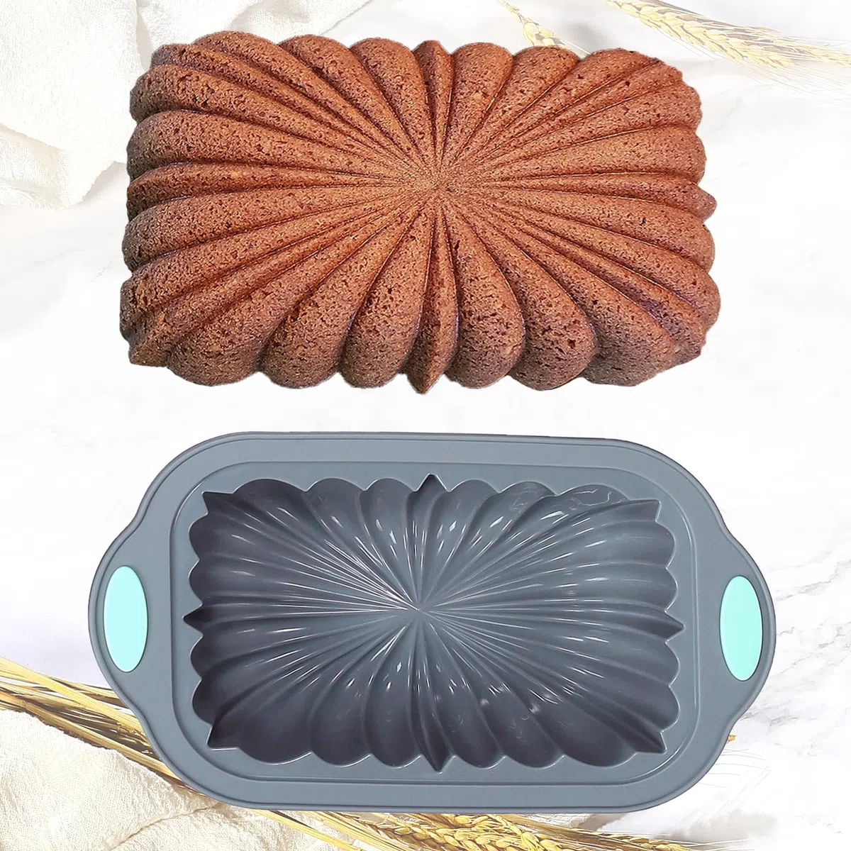 Tongjude 4 pezzi Pan di silicone per la cottura del pane, Pan di cucina antiaderente per il forno, perfetto per pane alla banana, torta di libbre e polpettone, 4 tazze, grigio