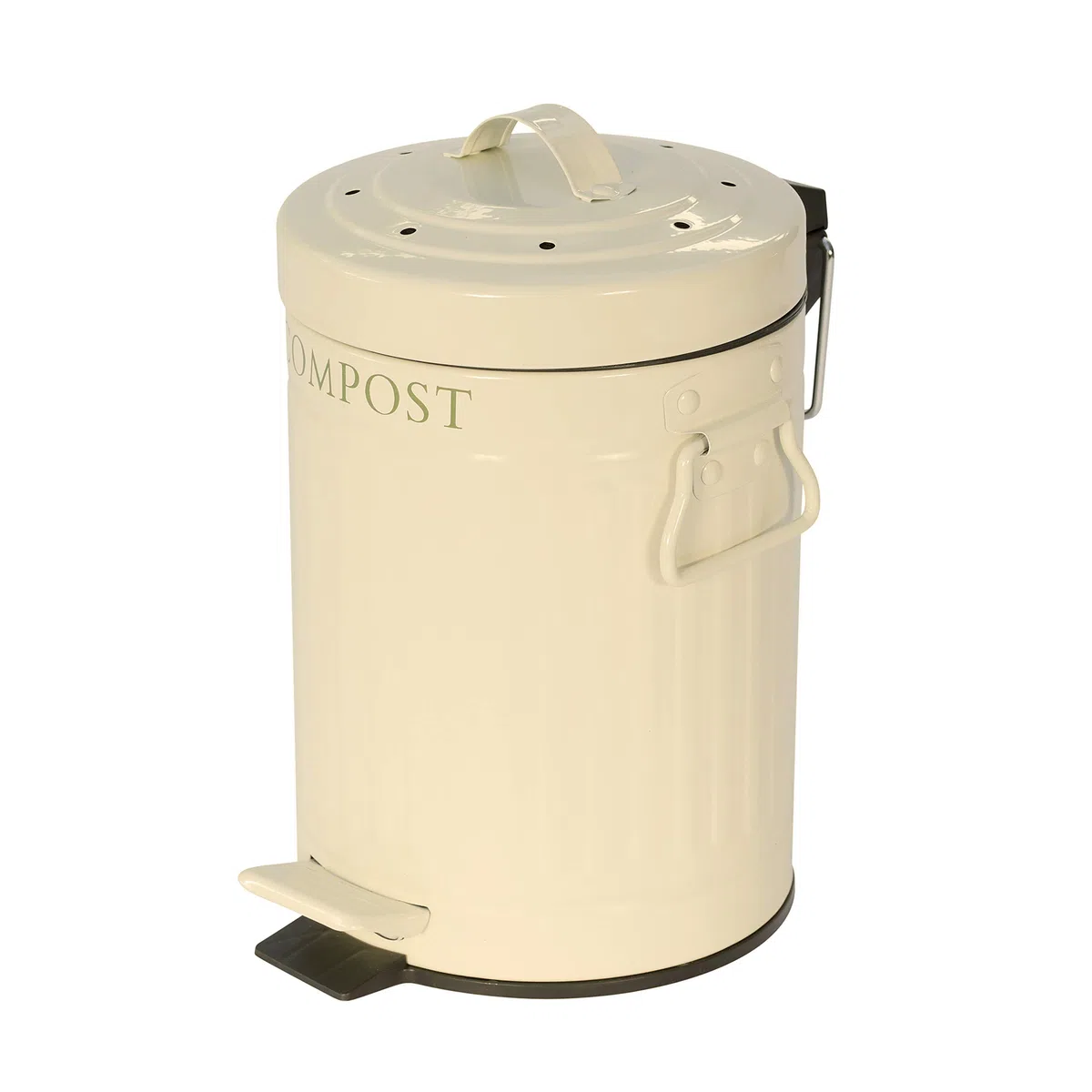 KitchenCraft Mini Pattumiera a Pedale per Rifiuti Organici da Cucina, in Metallo, Capacità 3 Litri, Colore Crema